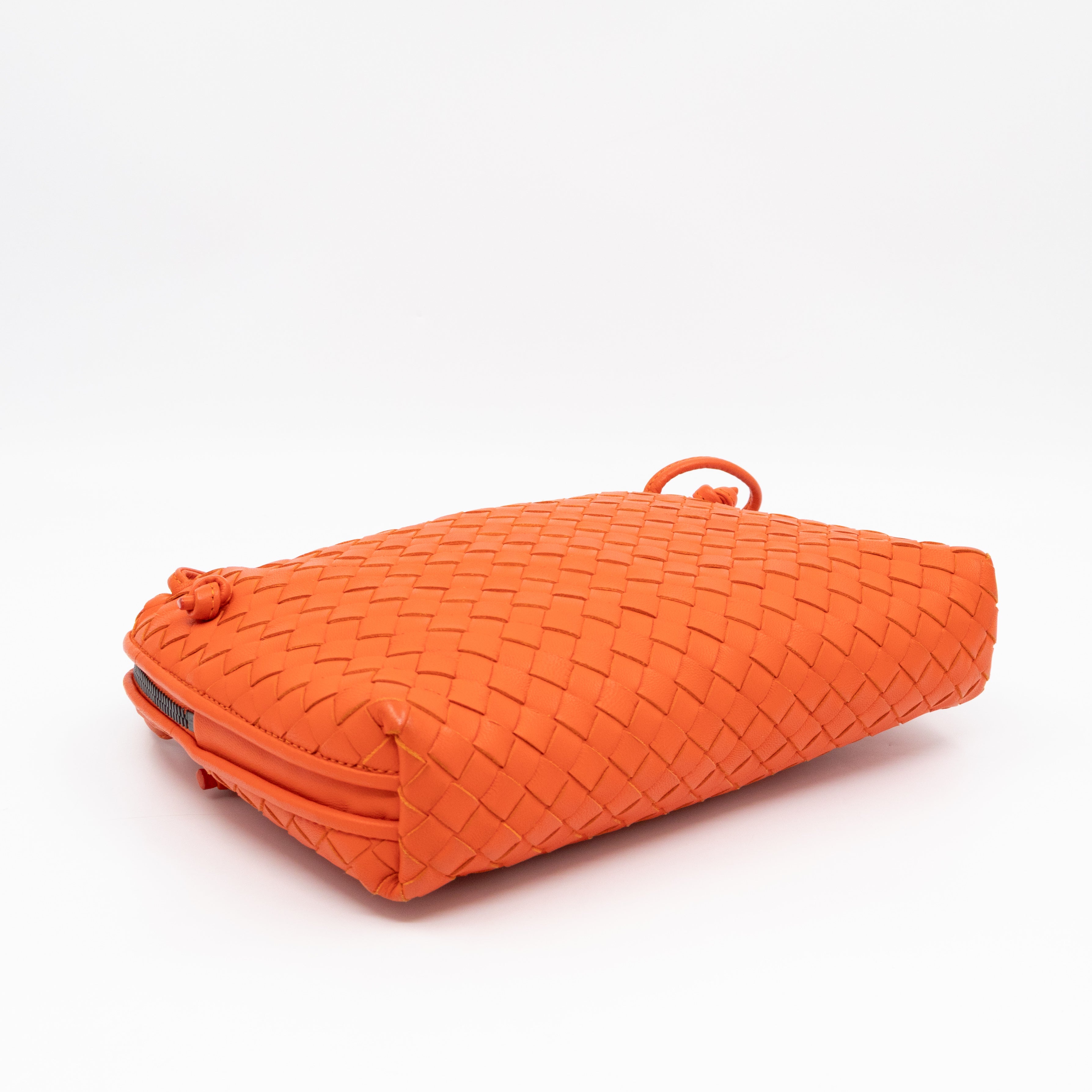 Nodini Crossbody Intrecciato Woven Orange Nappa Leather