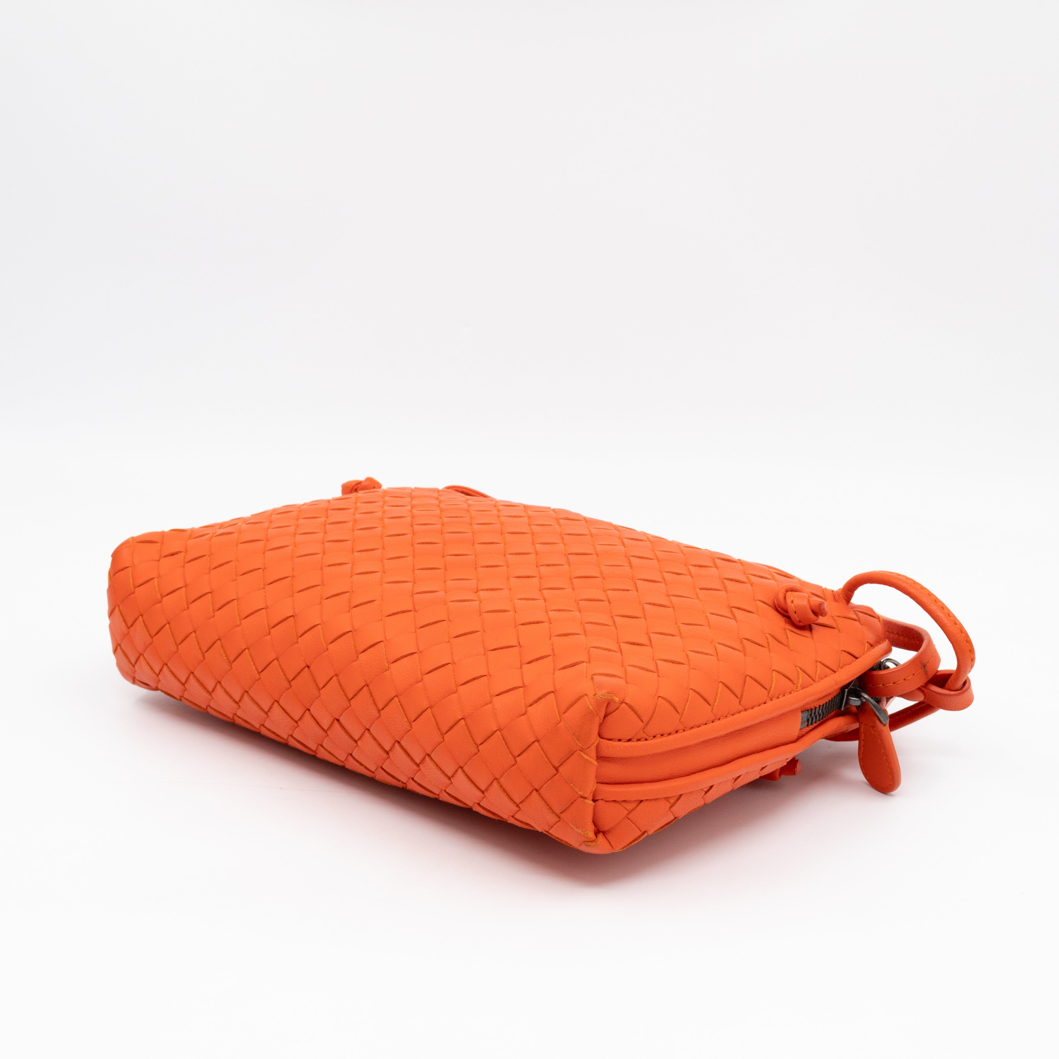 Nodini Crossbody Intrecciato Woven Orange Nappa Leather