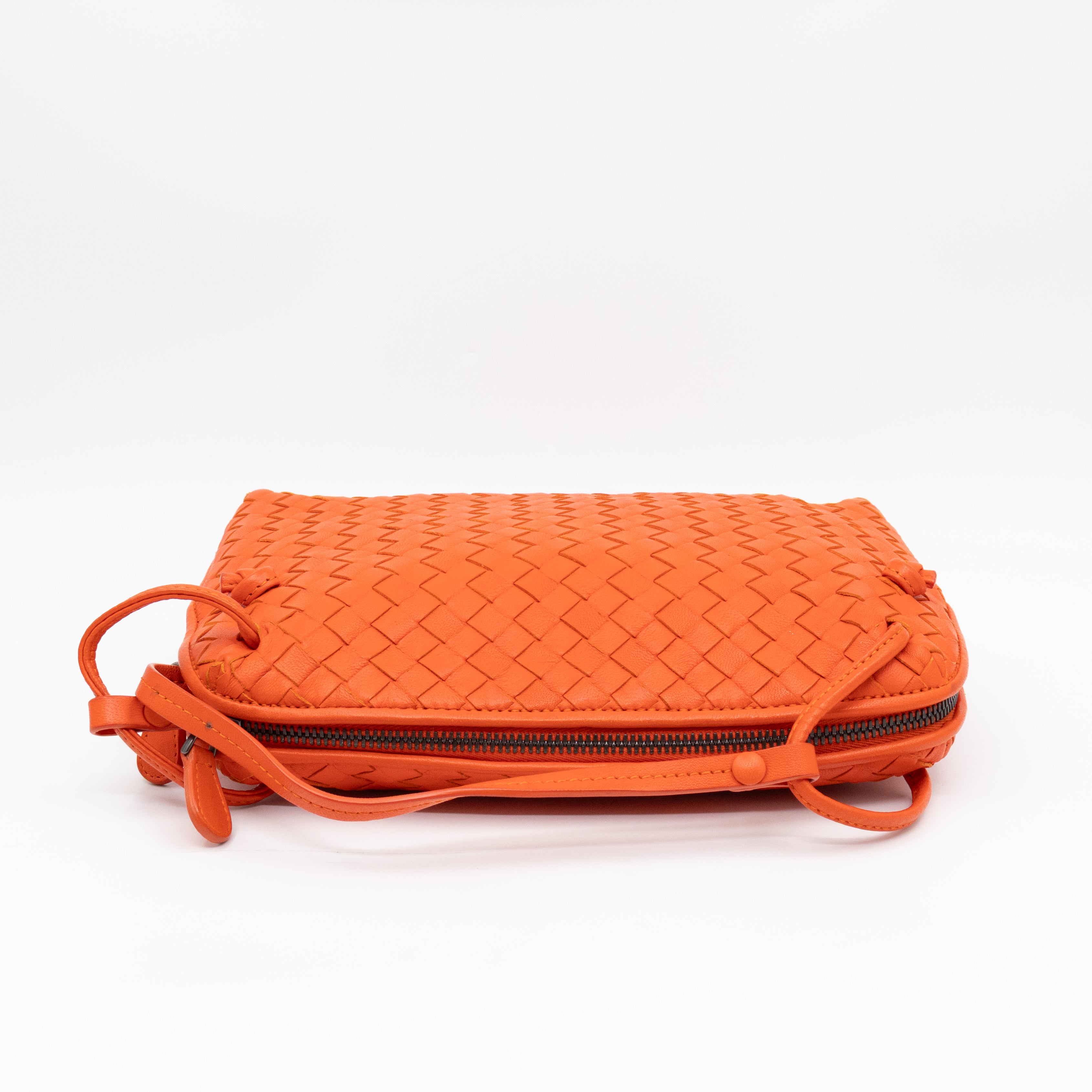 Nodini Crossbody Intrecciato Woven Orange Nappa Leather