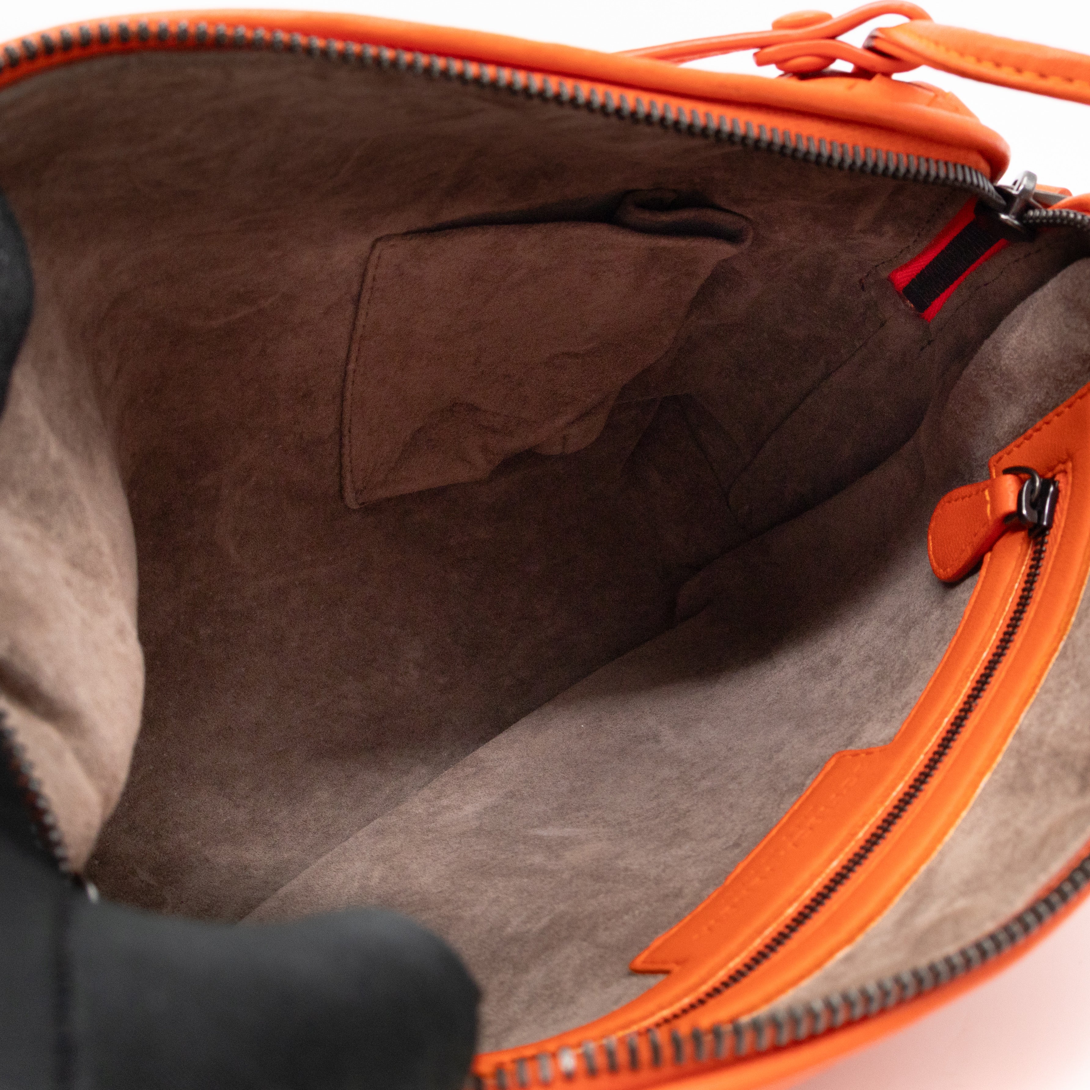 Nodini Crossbody Intrecciato Woven Orange Nappa Leather