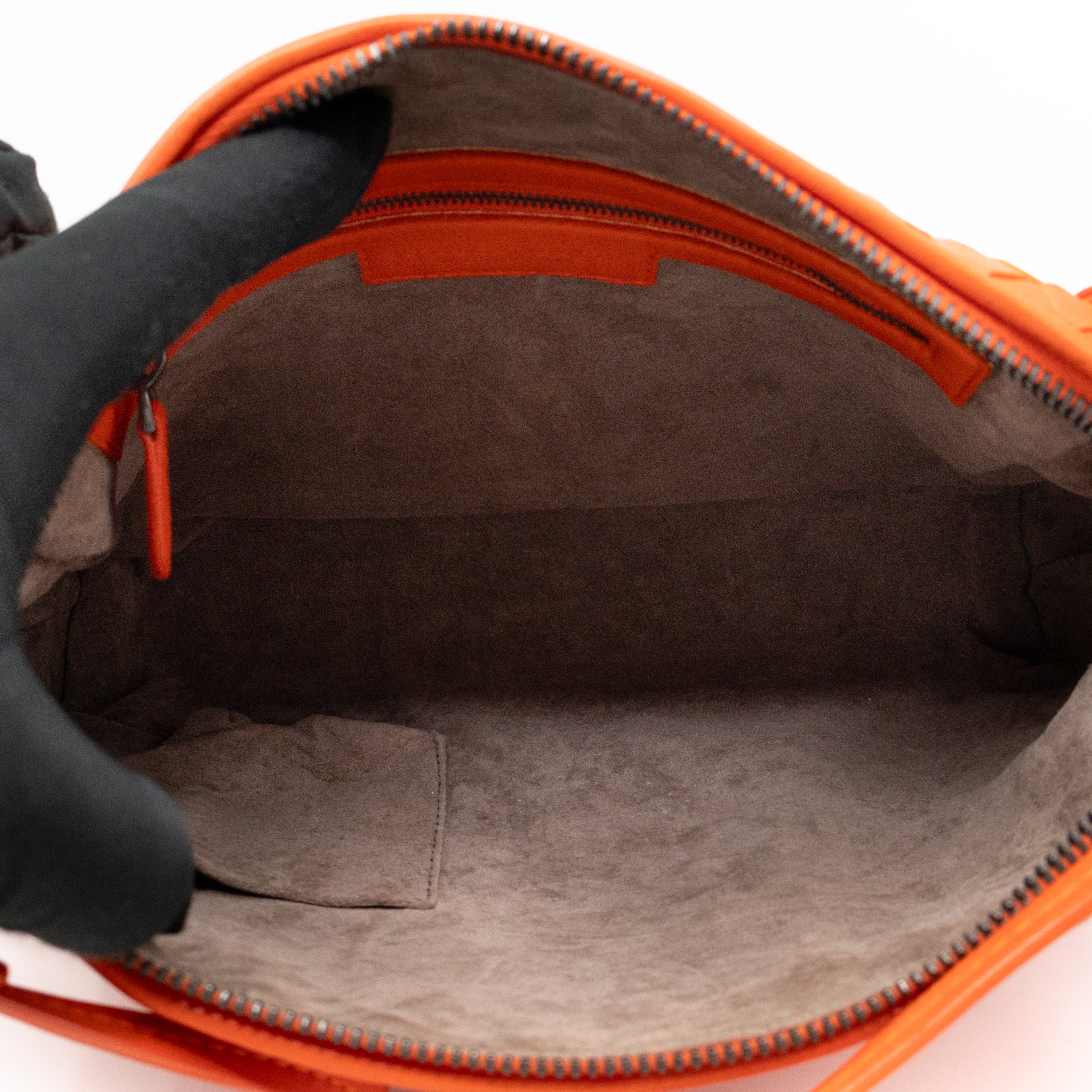 Nodini Crossbody Intrecciato Woven Orange Nappa Leather