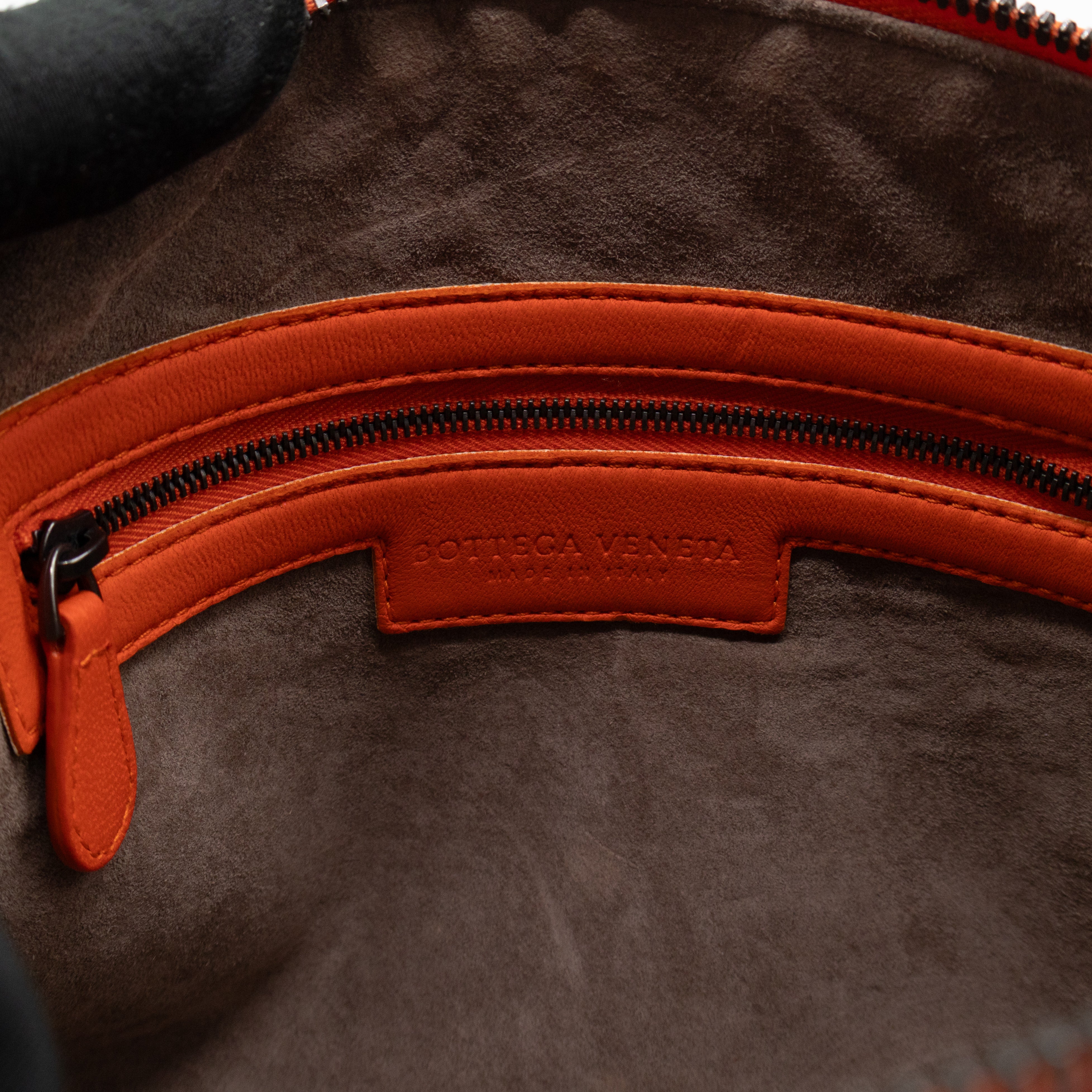 Nodini Crossbody Intrecciato Woven Orange Nappa Leather