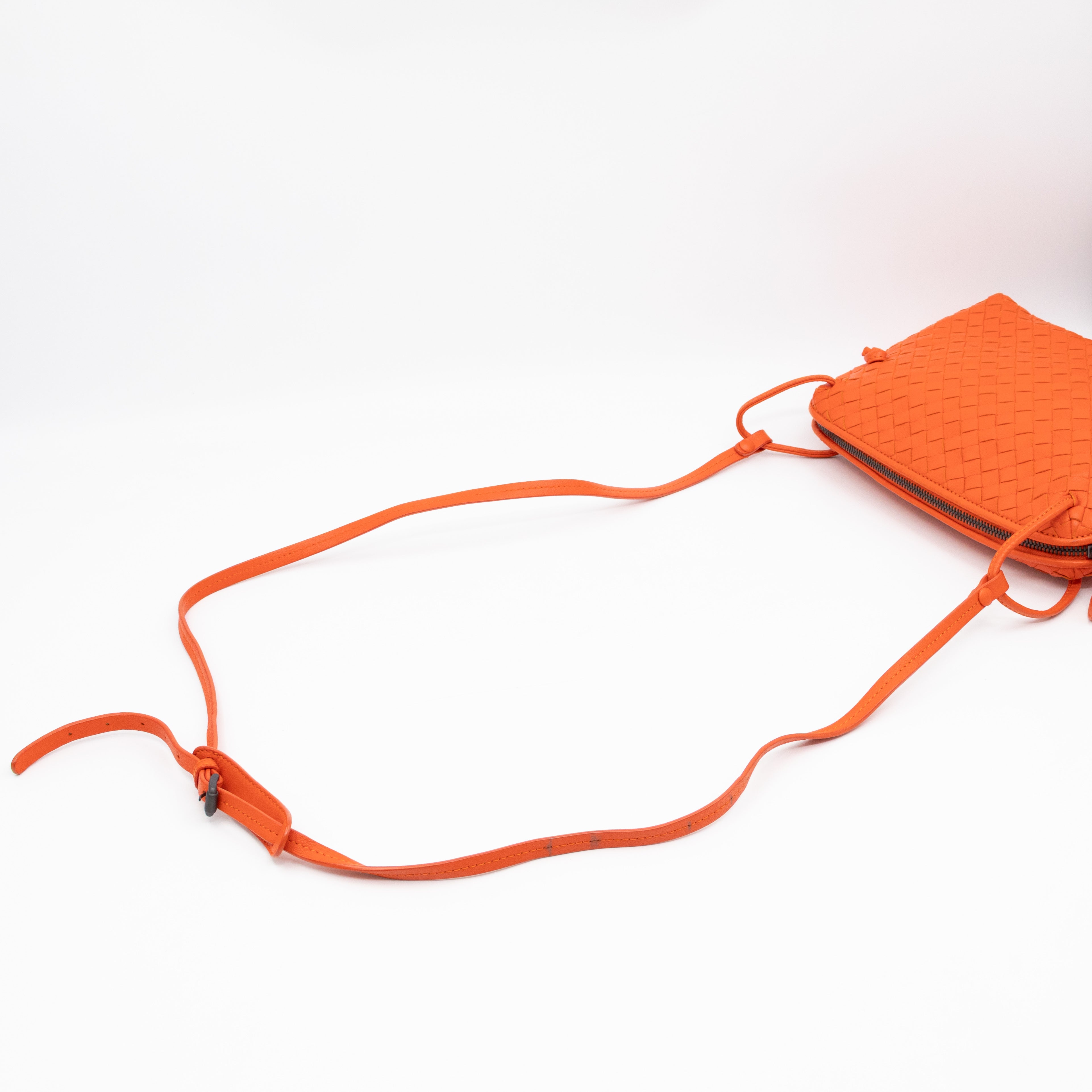 Nodini Crossbody Intrecciato Woven Orange Nappa Leather