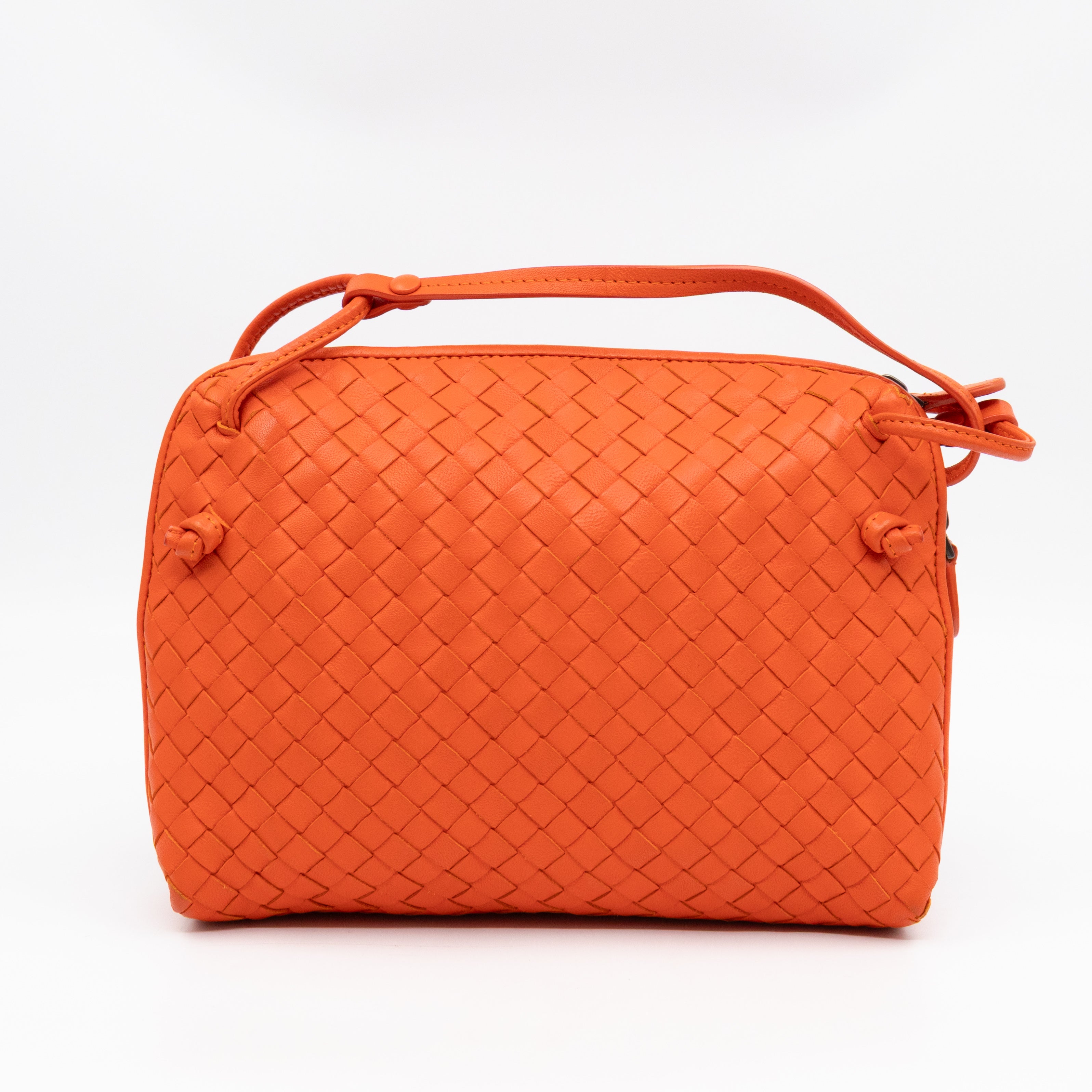 Nodini Crossbody Intrecciato Woven Orange Nappa Leather