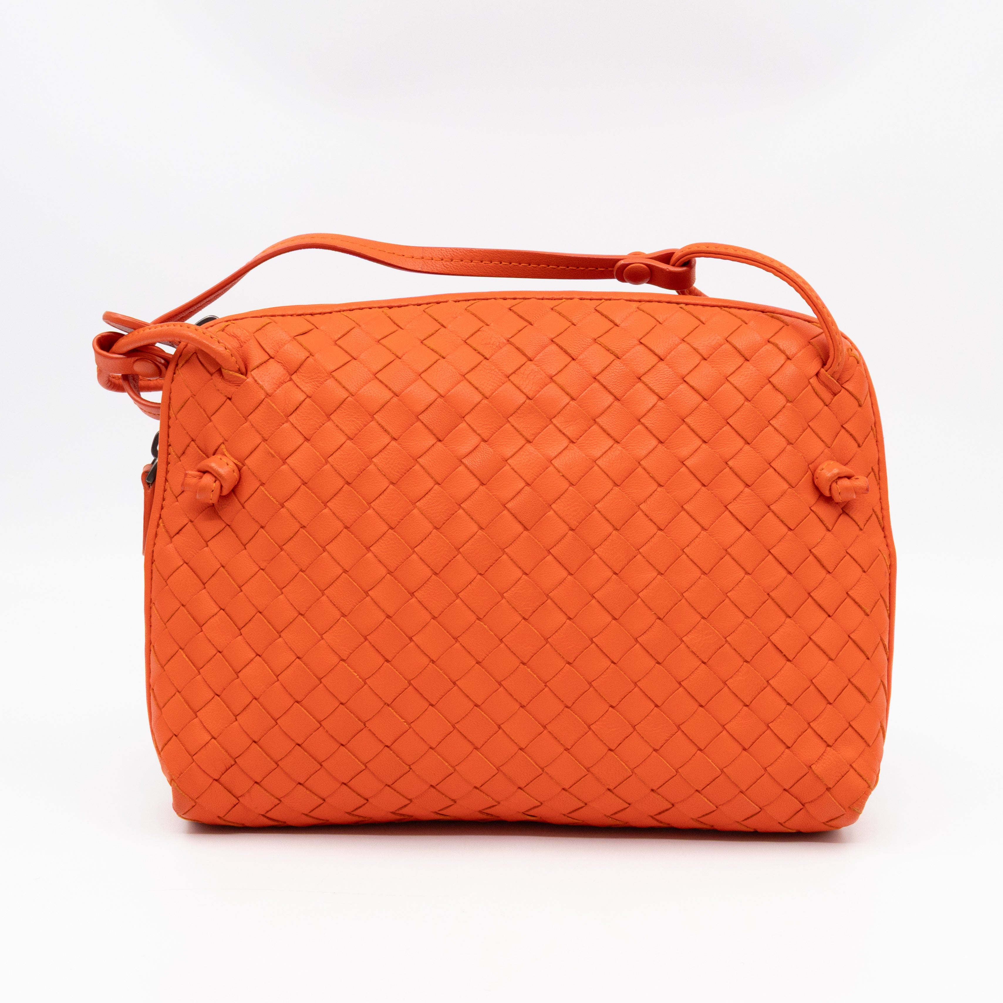 Nodini Crossbody Intrecciato Woven Orange Nappa Leather