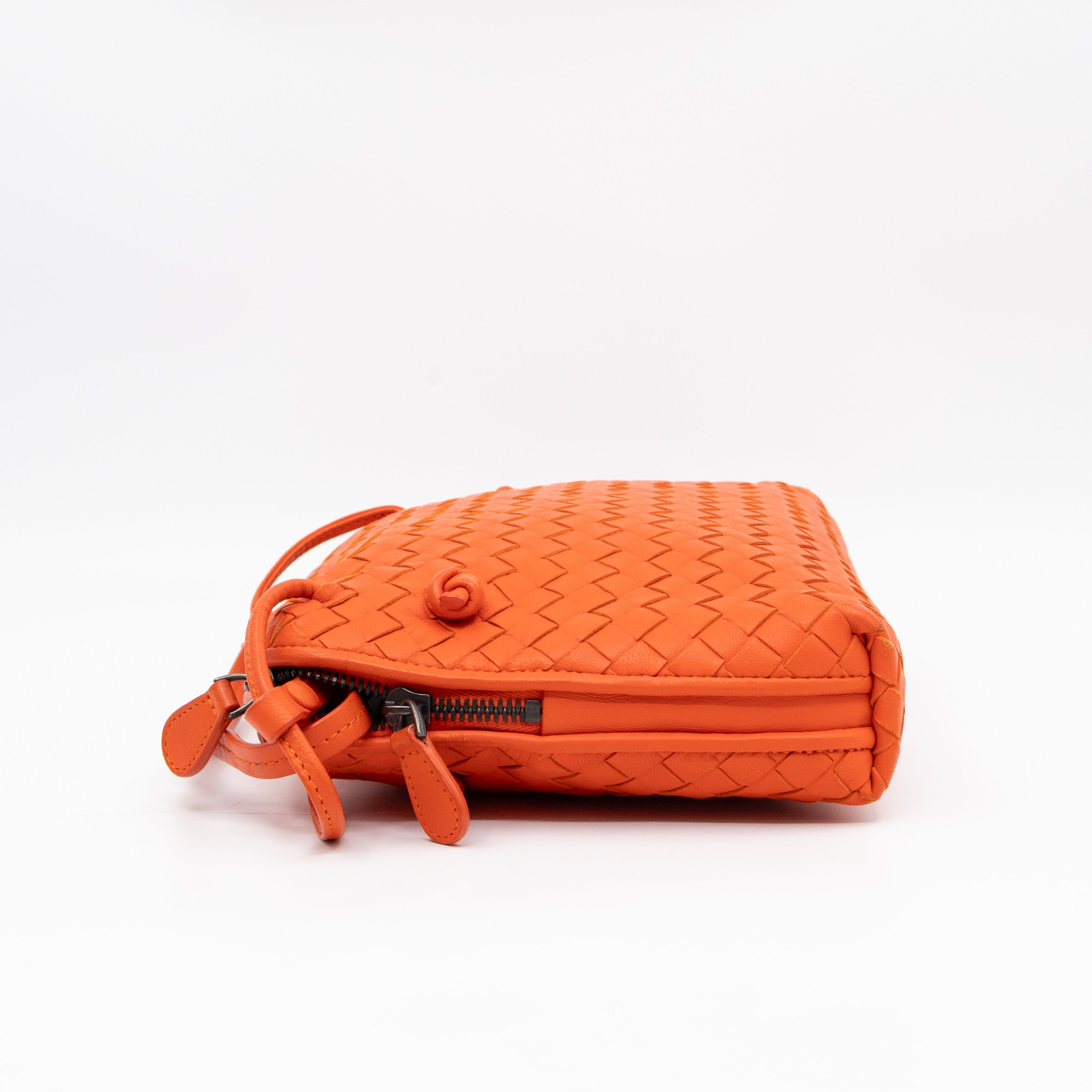 Nodini Crossbody Intrecciato Woven Orange Nappa Leather