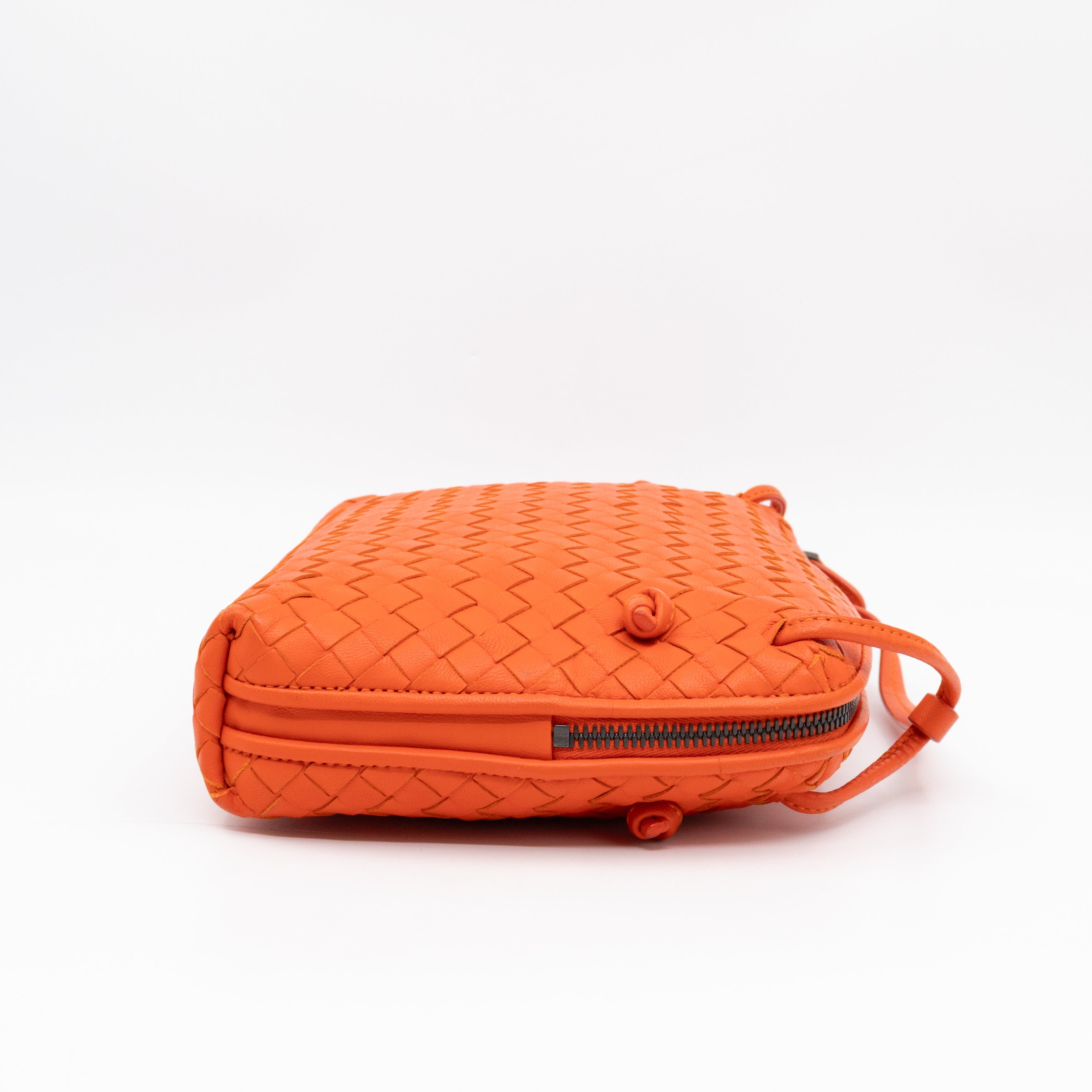 Nodini Crossbody Intrecciato Woven Orange Nappa Leather
