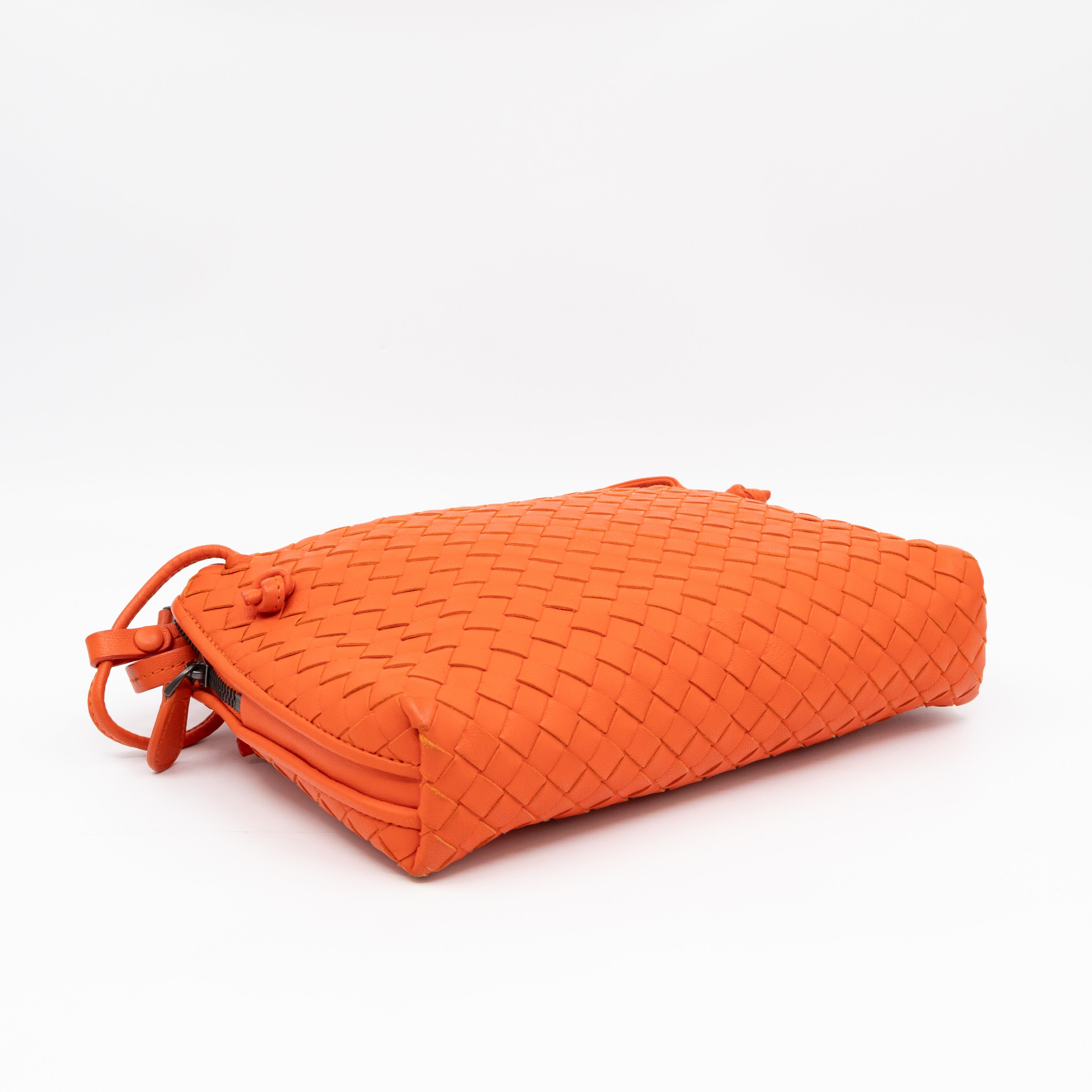 Nodini Crossbody Intrecciato Woven Orange Nappa Leather