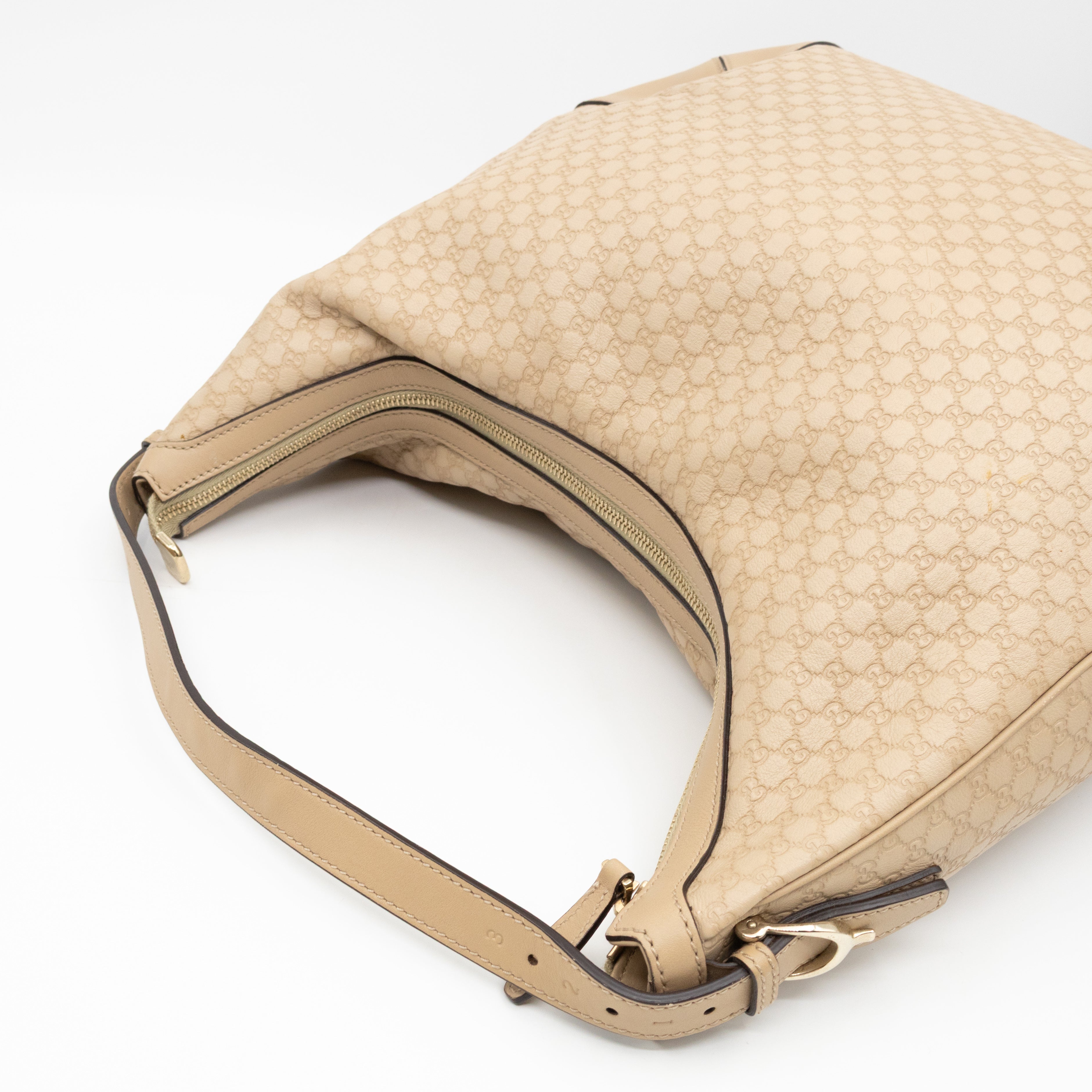 Nice Hobo Bag Beige Microguccissima Leather