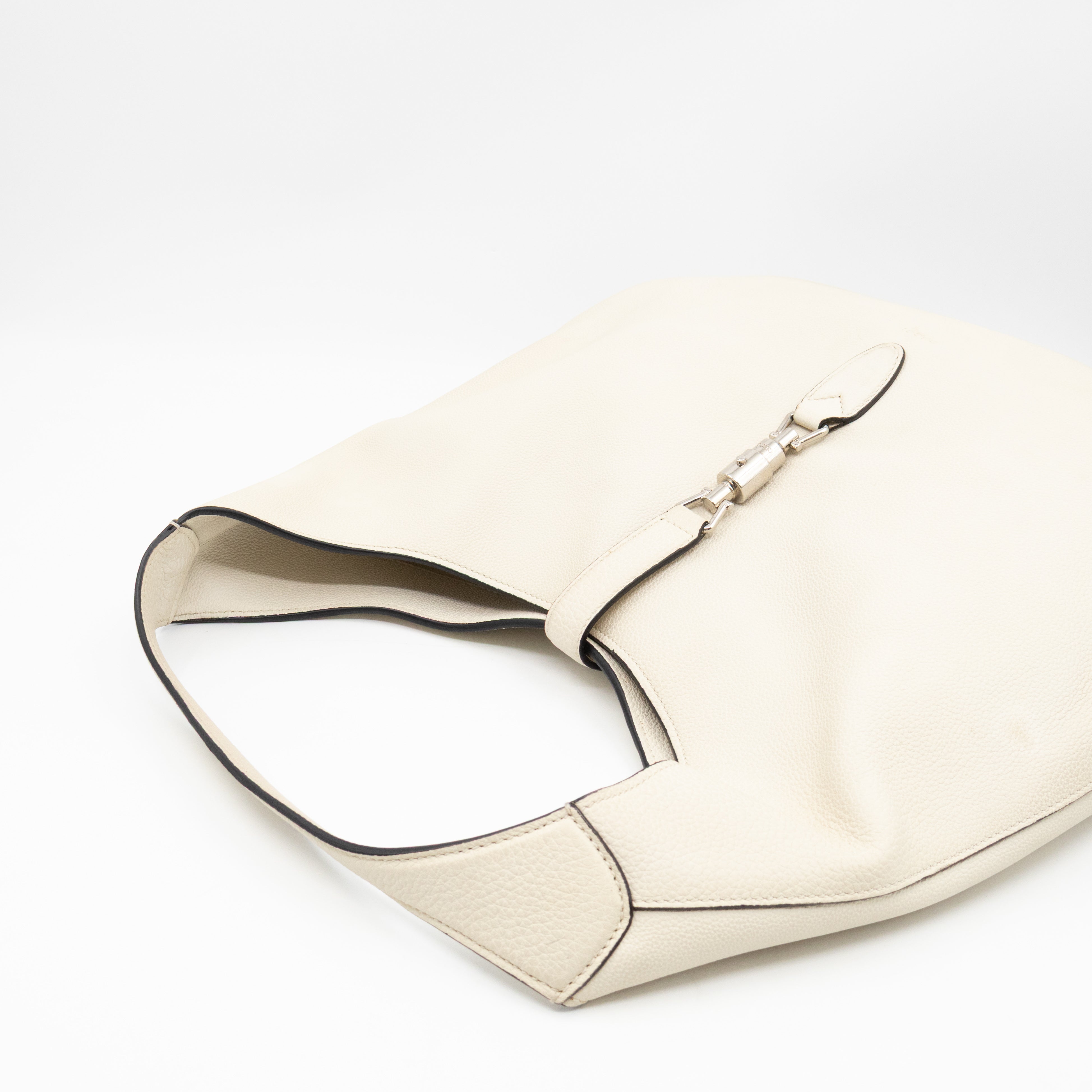 Jackie Large Hobo Bag White Leather