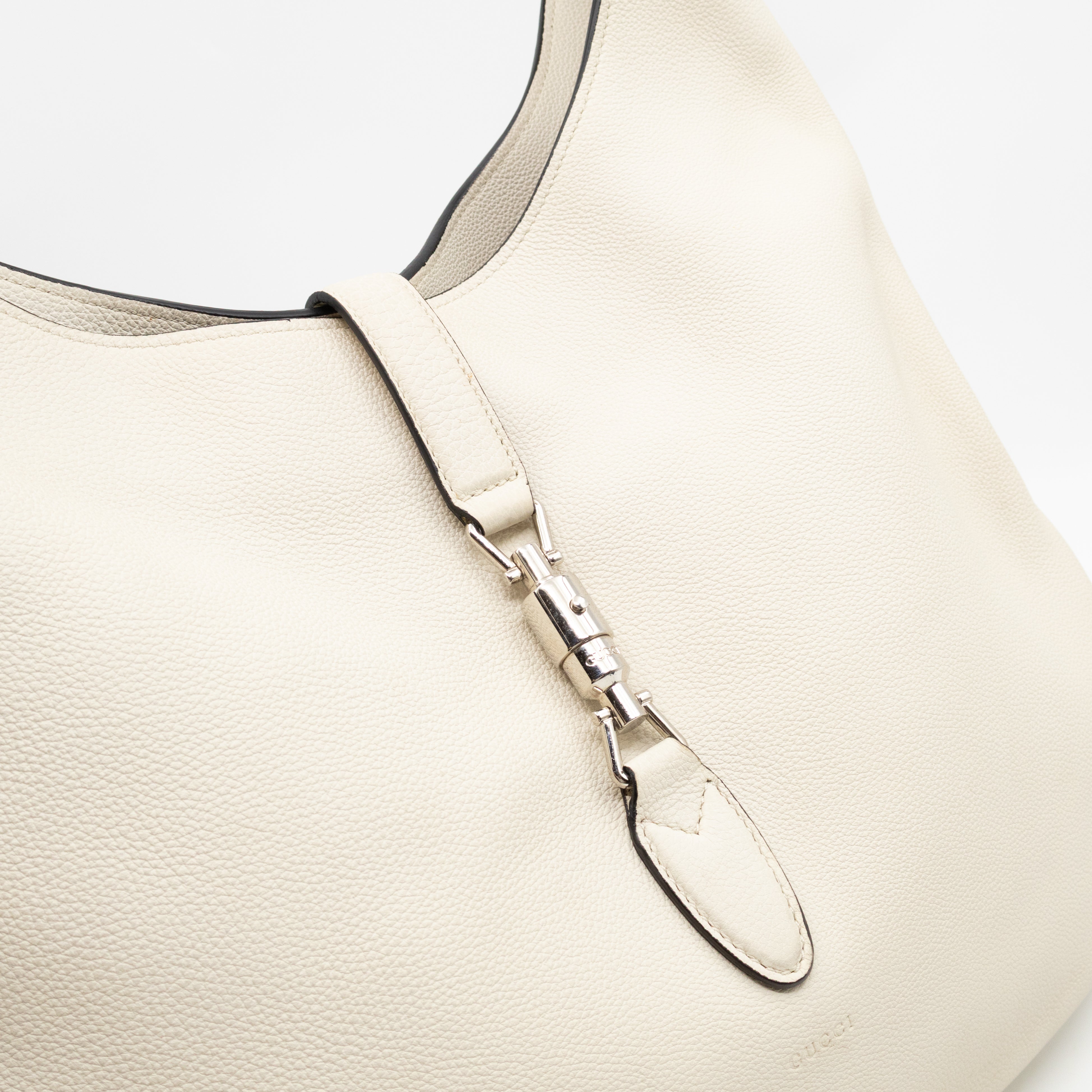 Jackie Large Hobo Bag White Leather