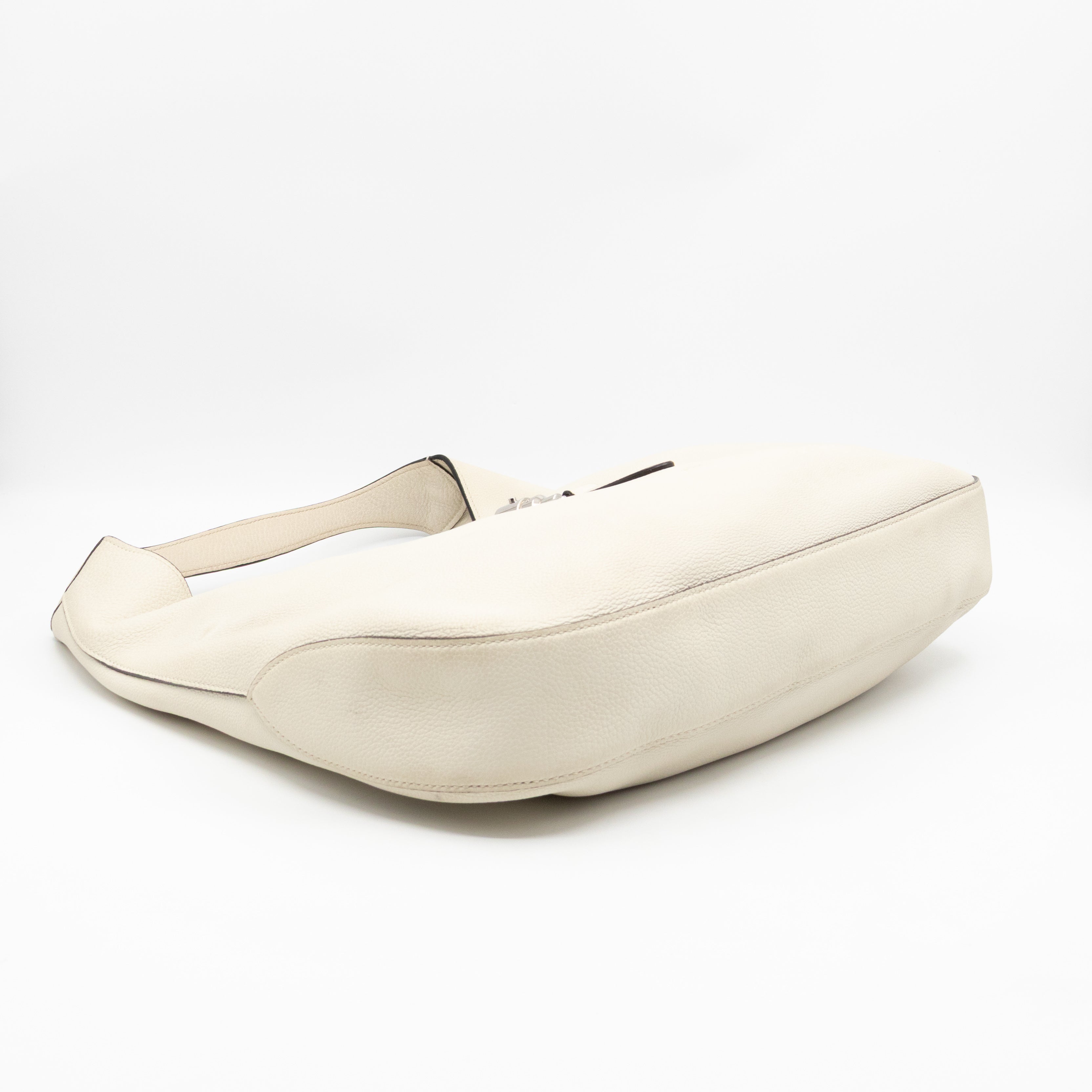 Jackie Large Hobo Bag White Leather