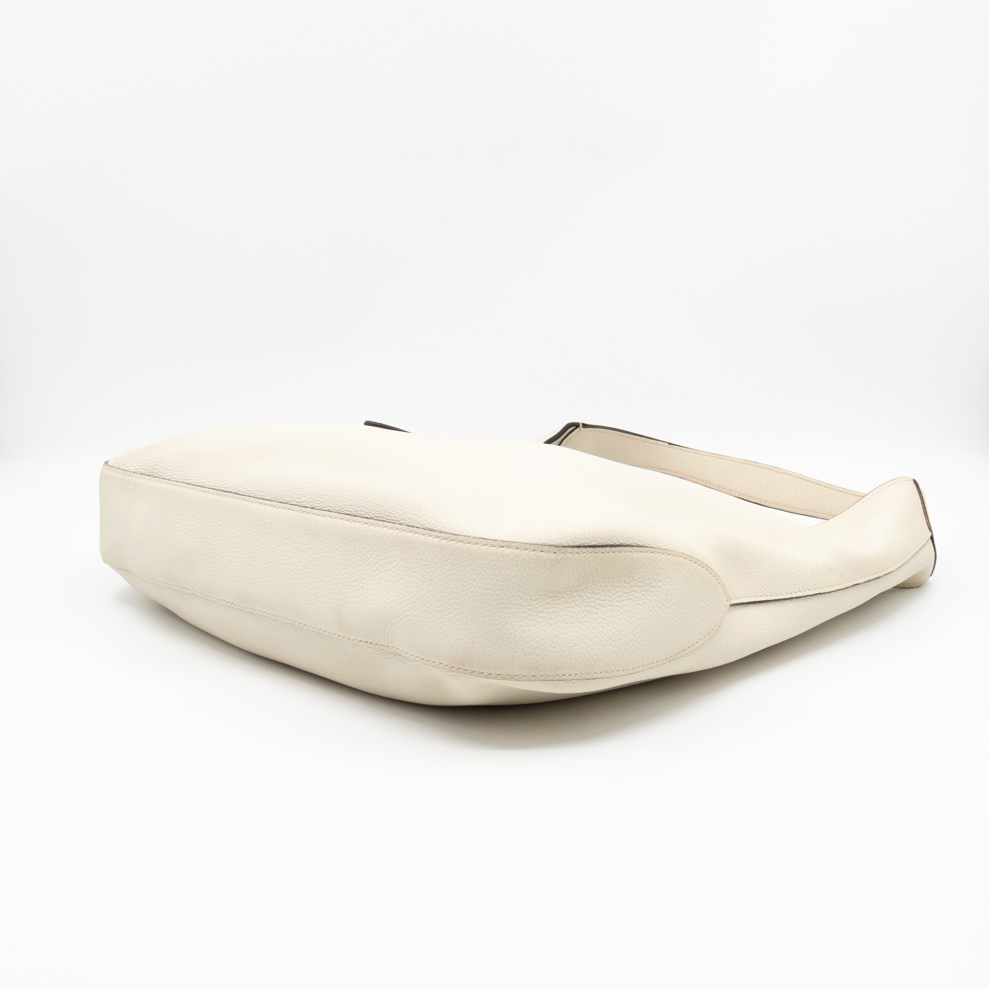 Jackie Large Hobo Bag White Leather