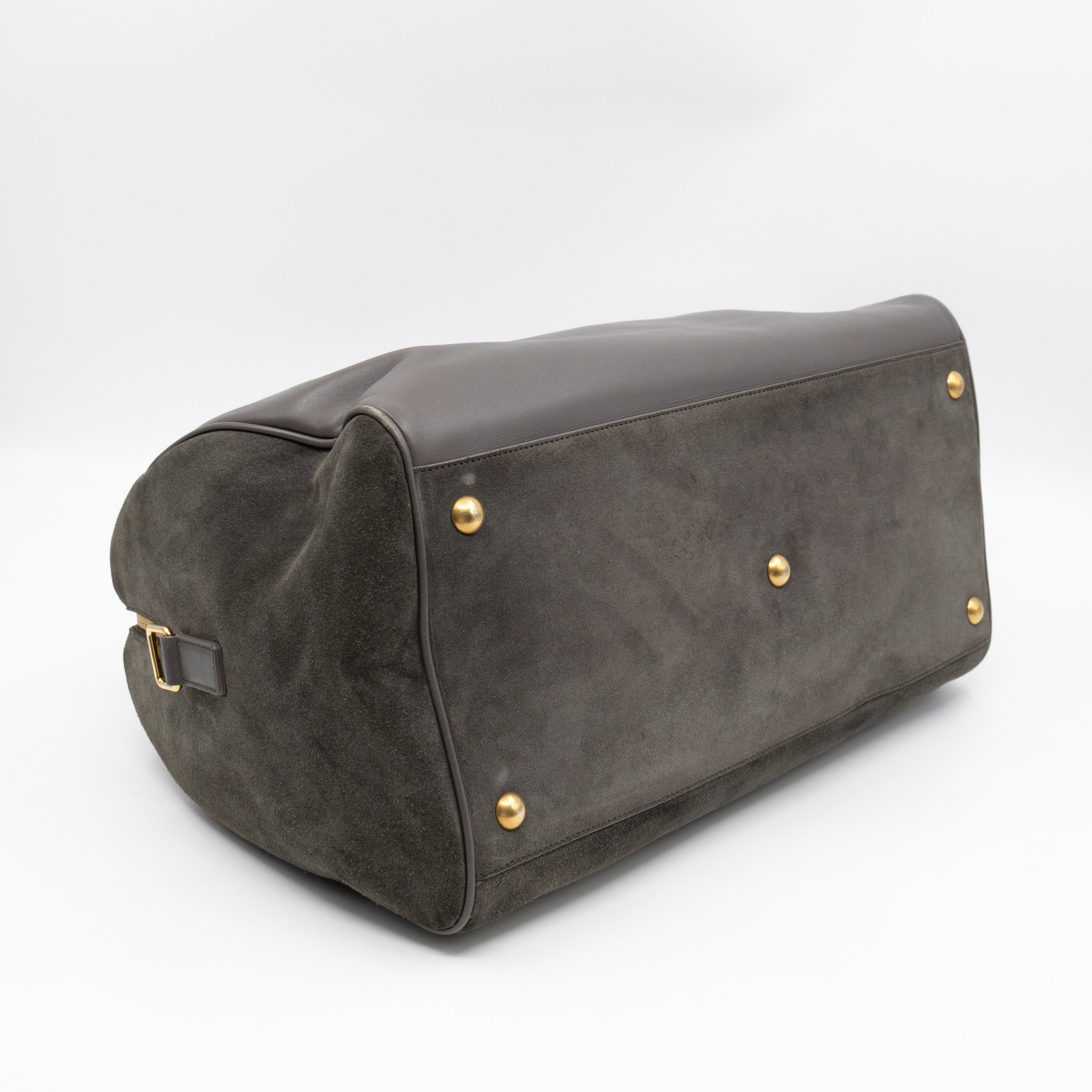 Classic Duffle 12 Bag Grey Suede & Leather