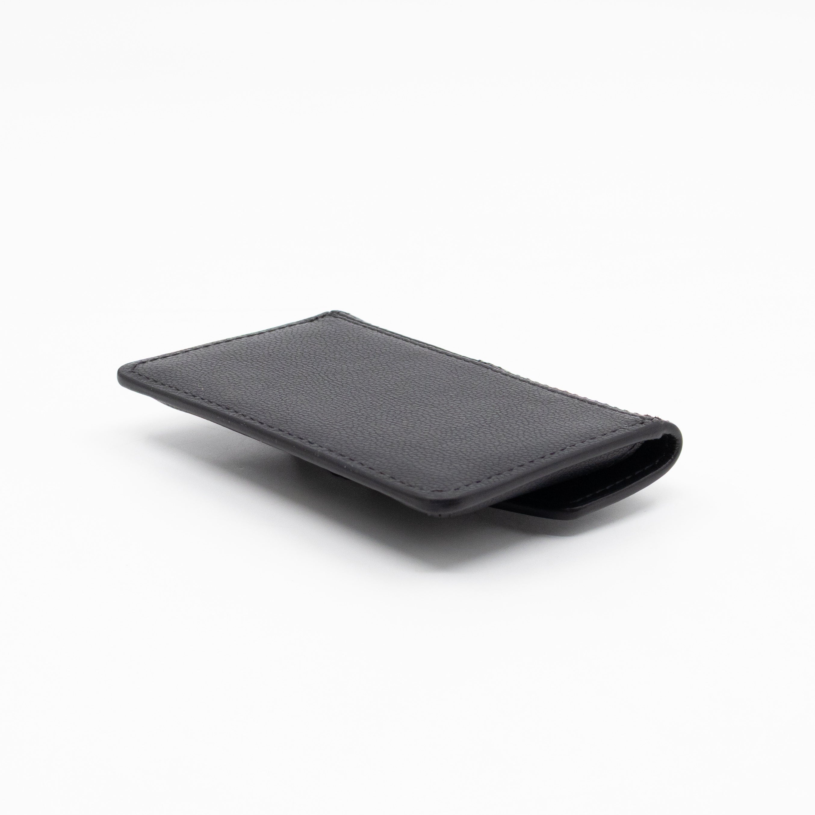 Press Stud Coin Pouch Black Leather