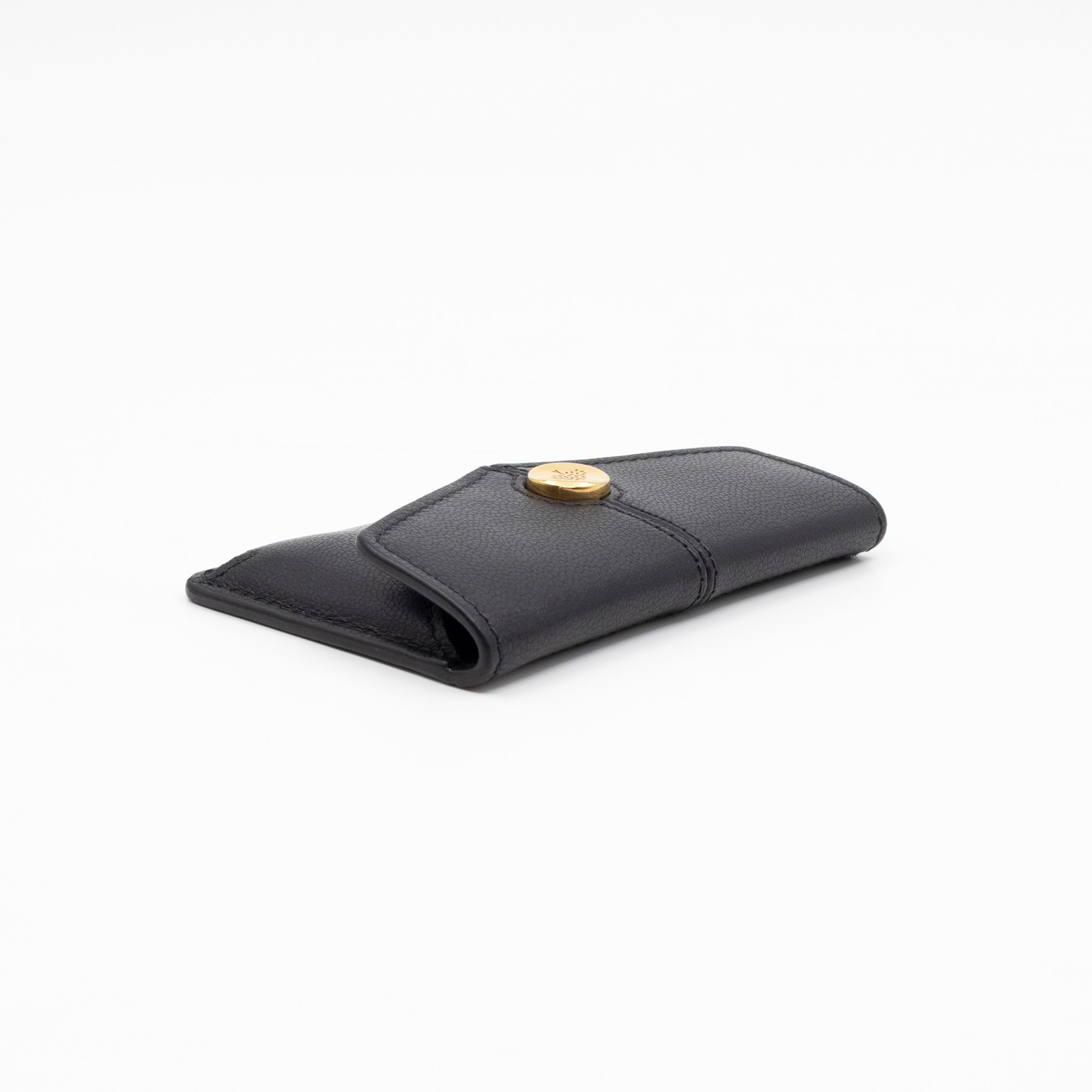 Press Stud Coin Pouch Black Leather
