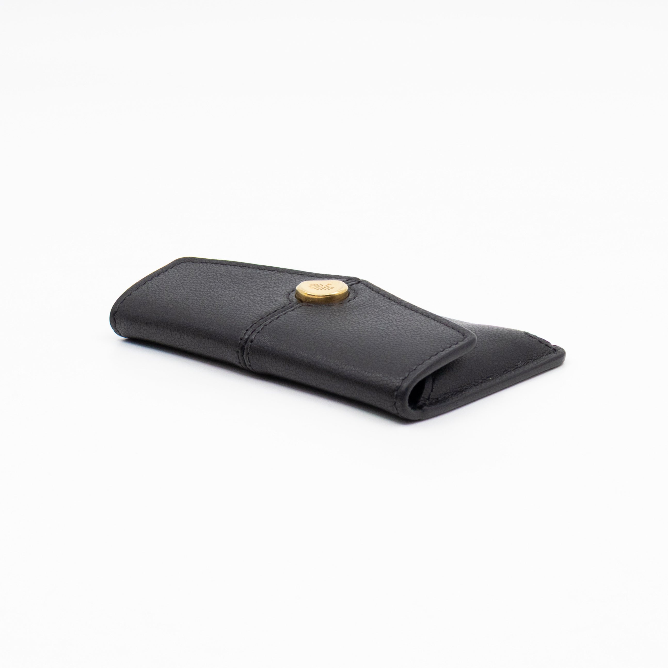 Press Stud Coin Pouch Black Leather