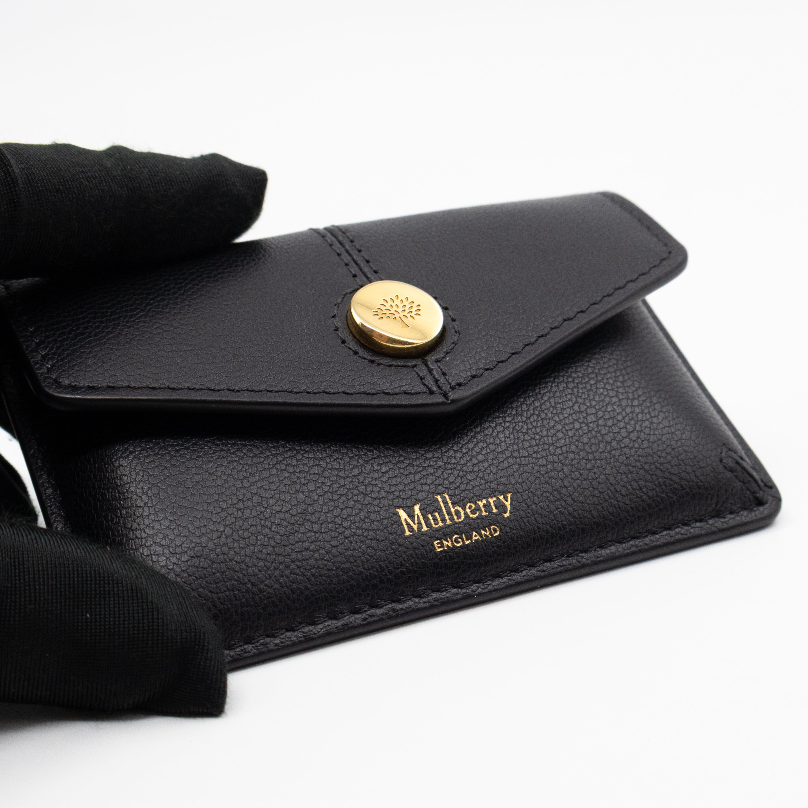 Press Stud Coin Pouch Black Leather
