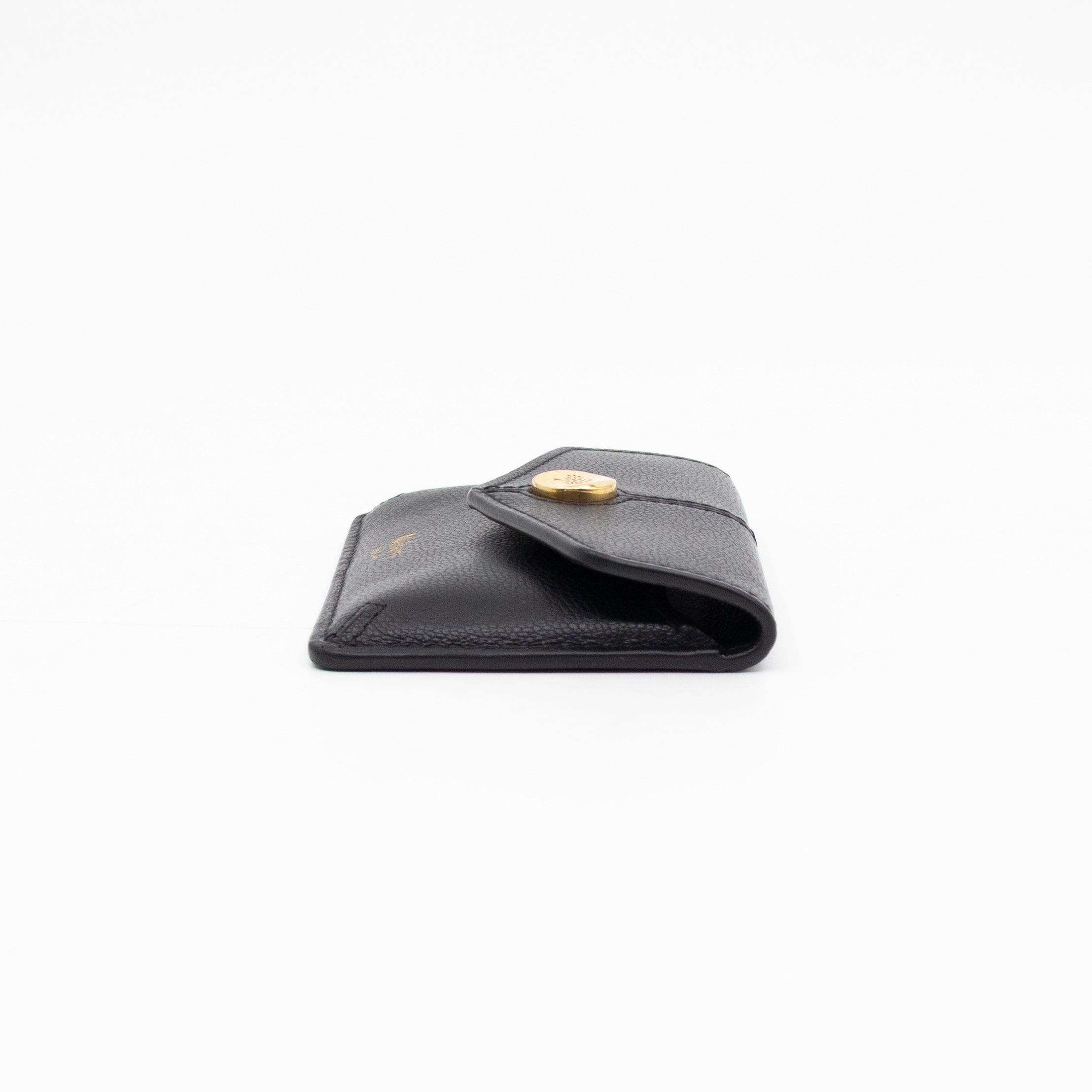 Press Stud Coin Pouch Black Leather