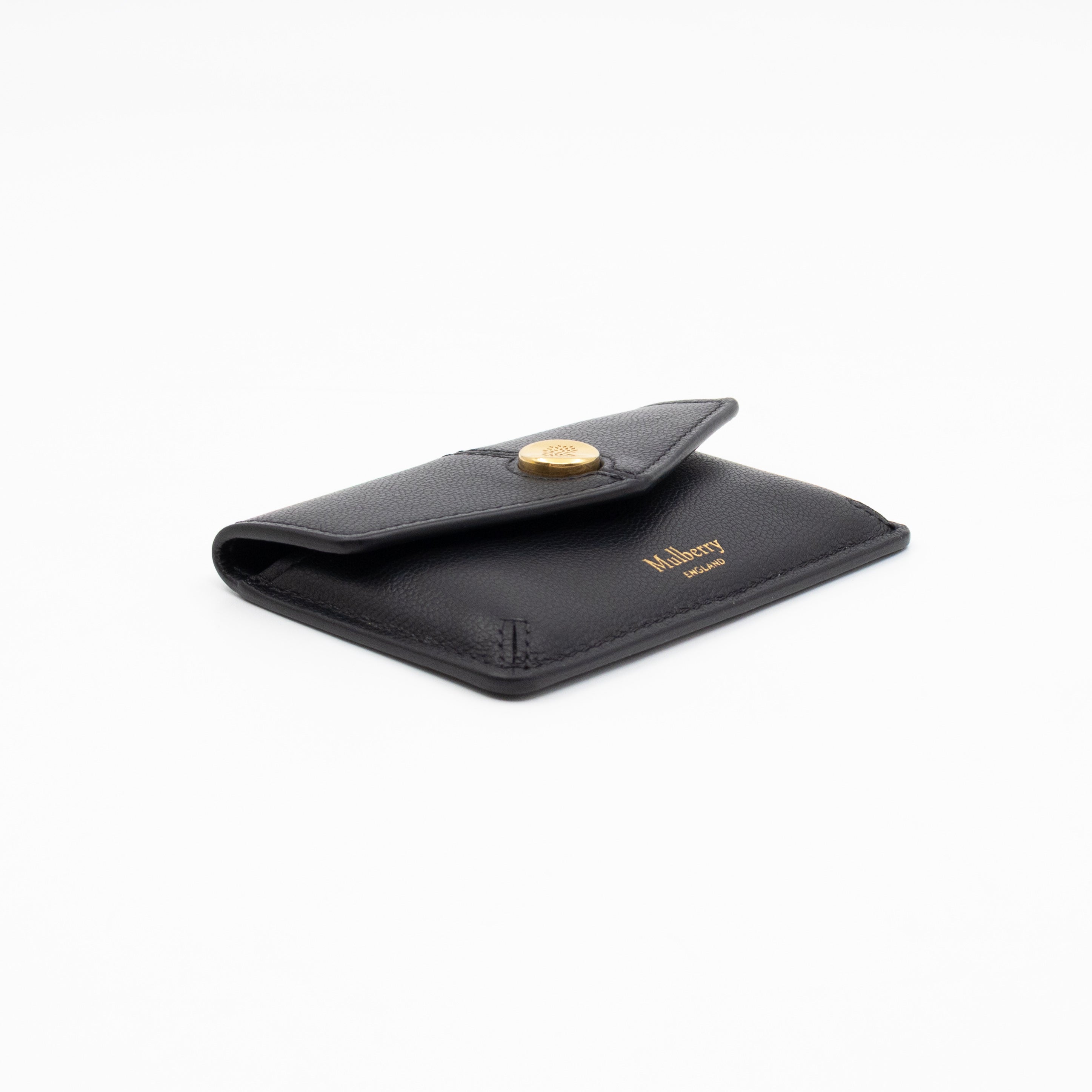 Press Stud Coin Pouch Black Leather