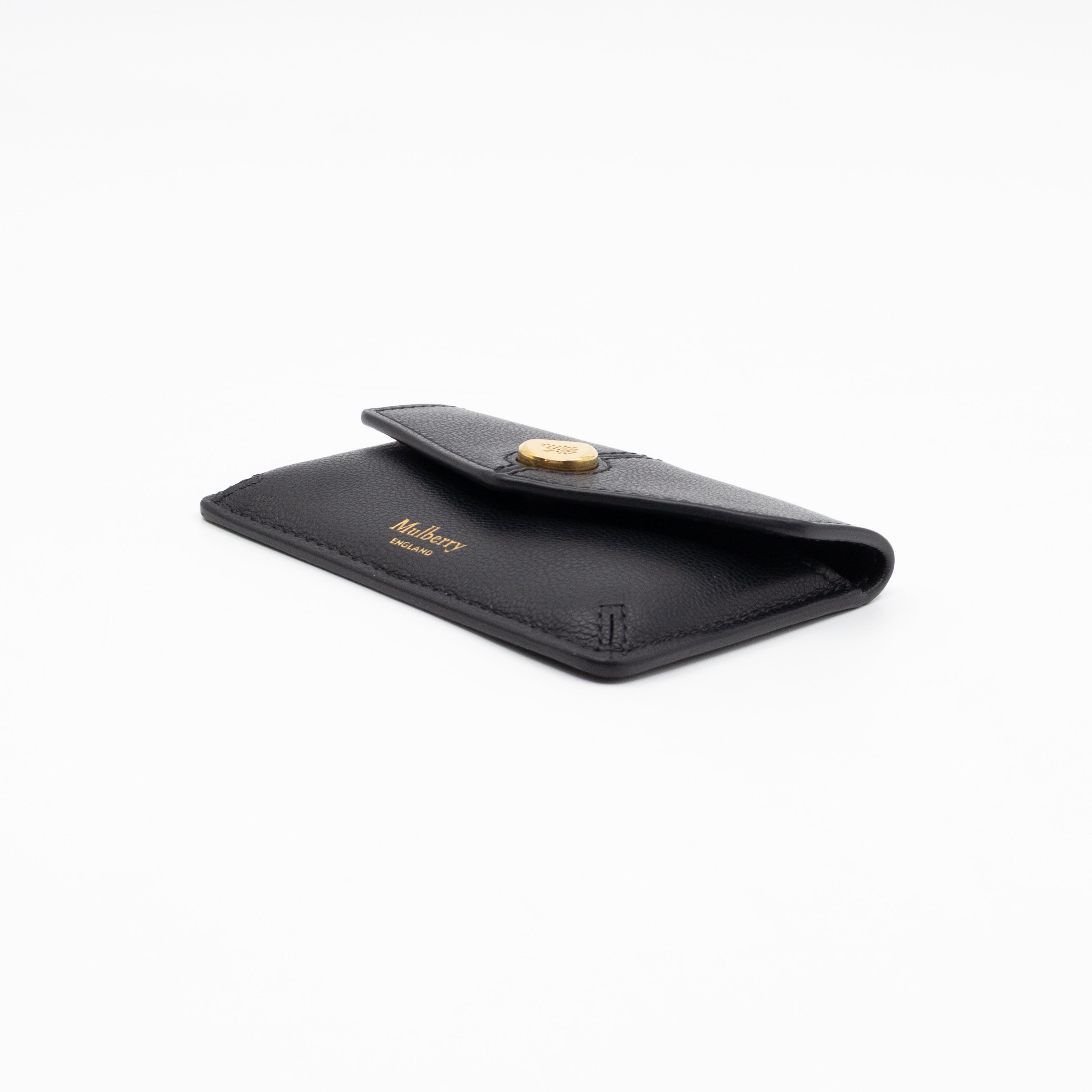 Press Stud Coin Pouch Black Leather