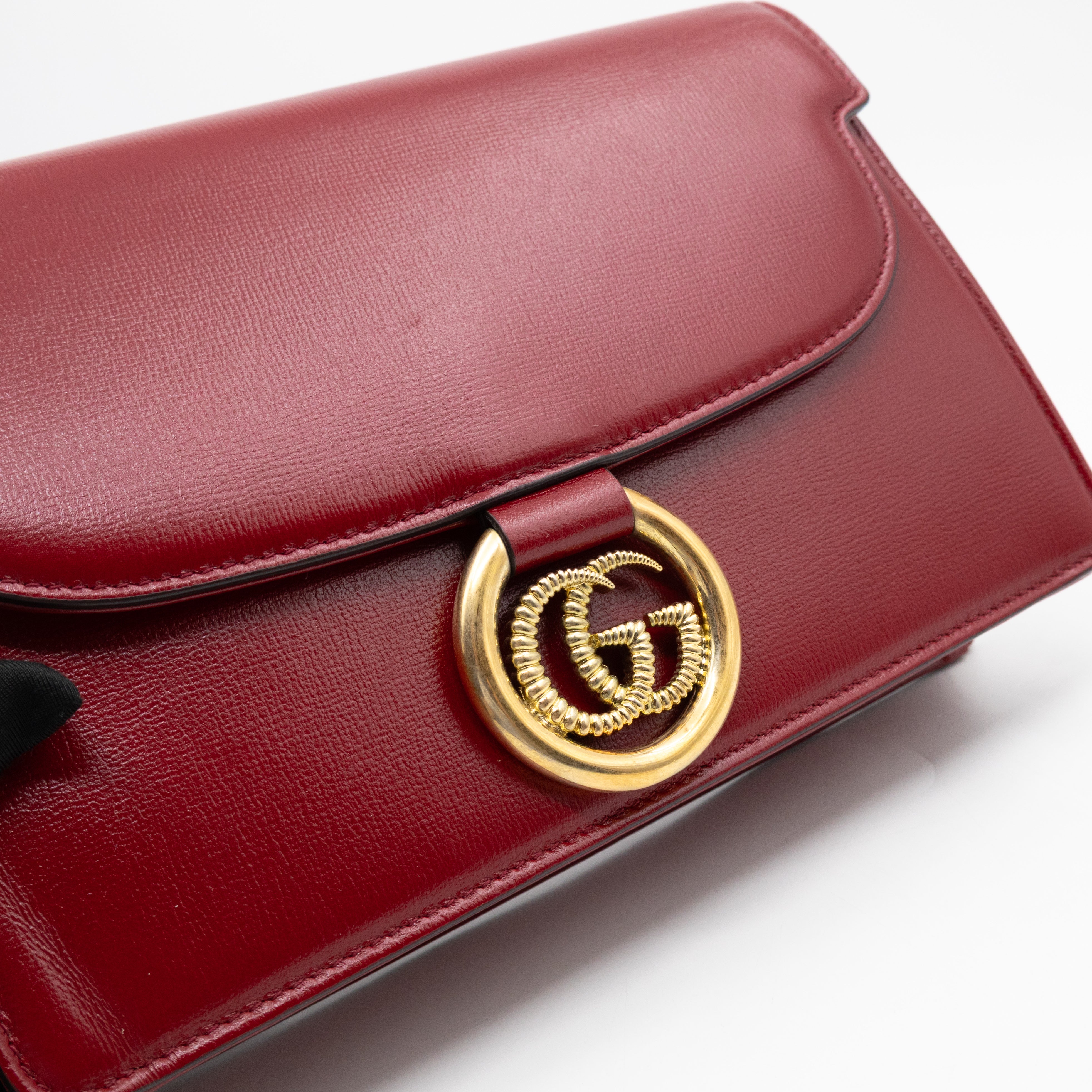 GG Ring Small Shoulder Bag Red Leather