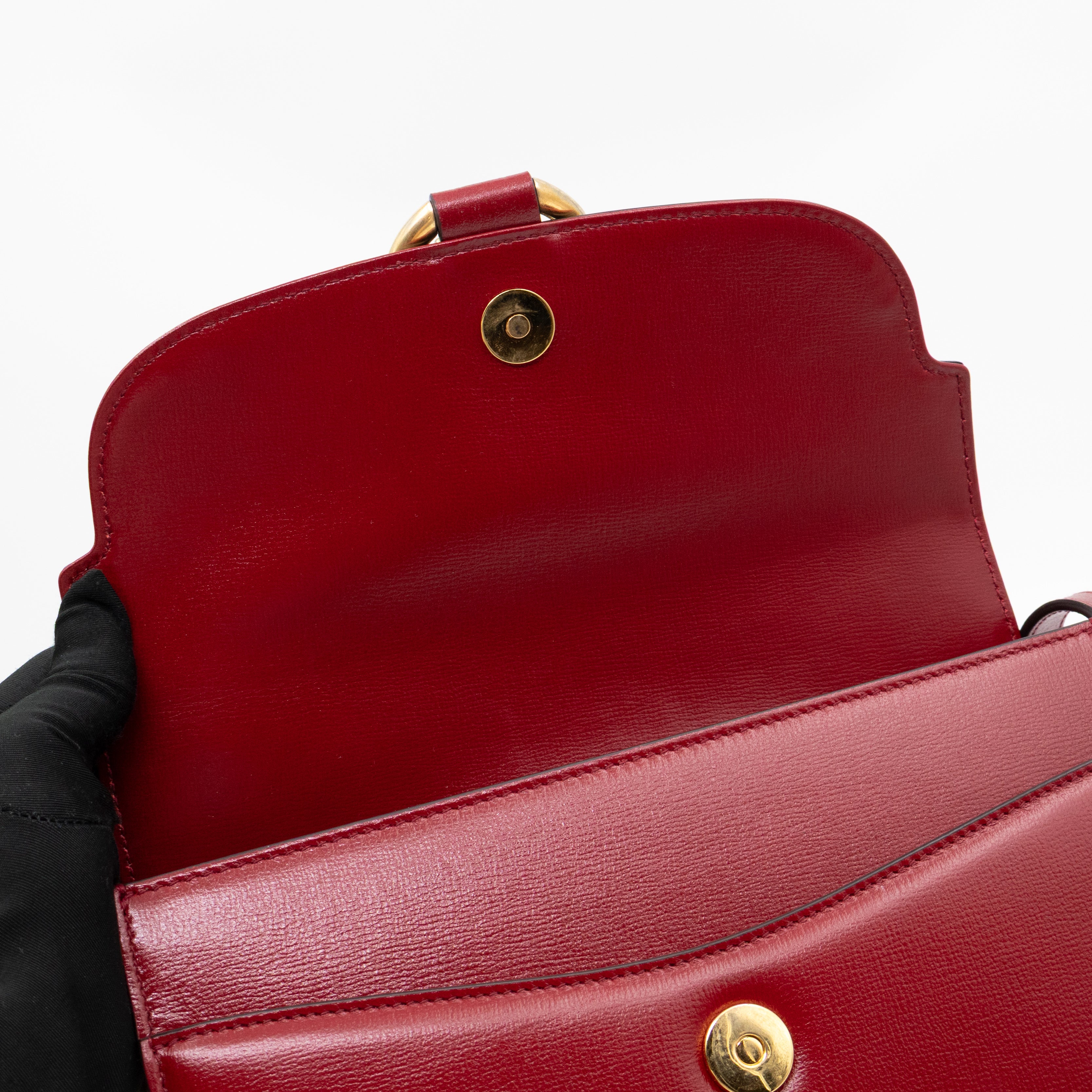 GG Ring Small Shoulder Bag Red Leather