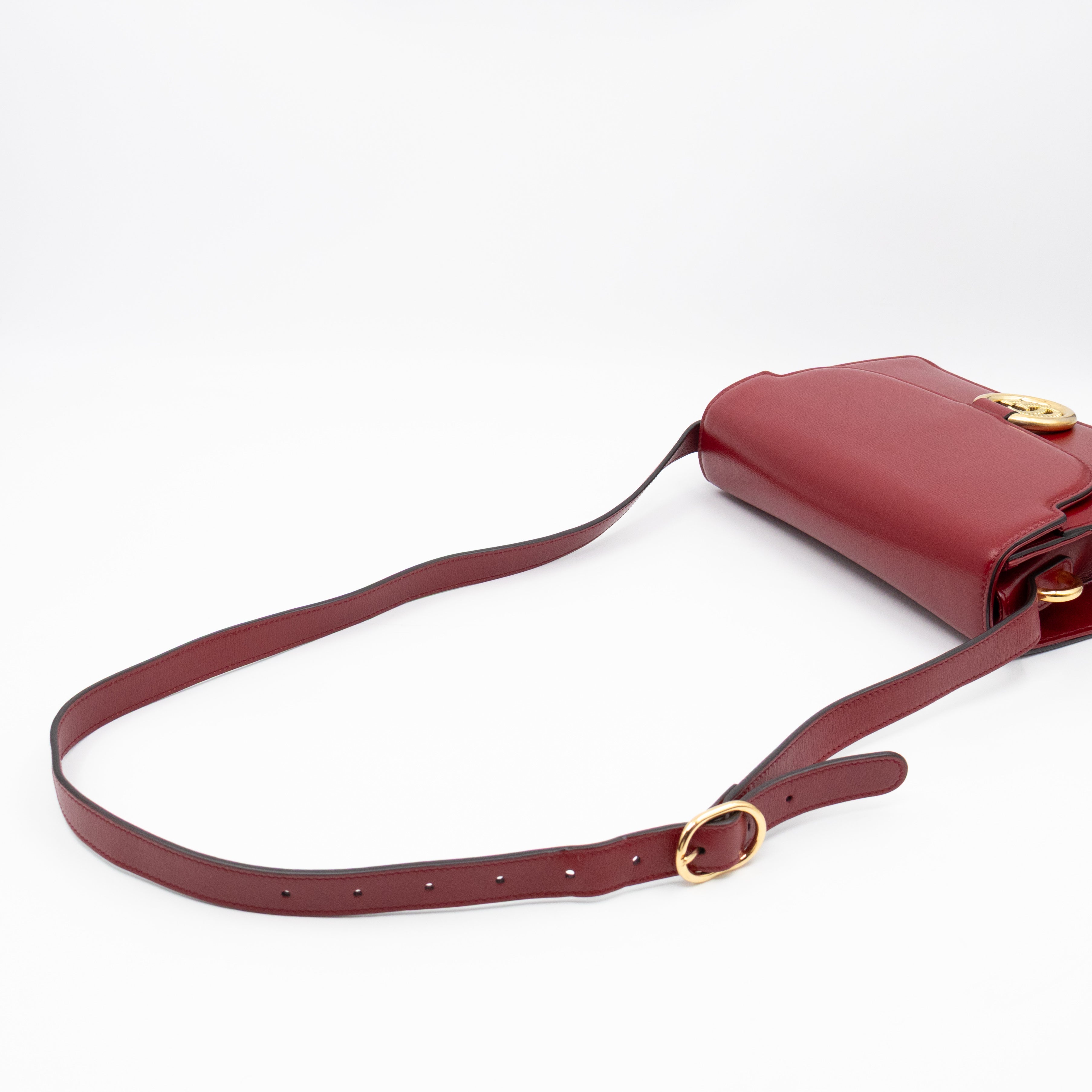 GG Ring Small Shoulder Bag Red Leather