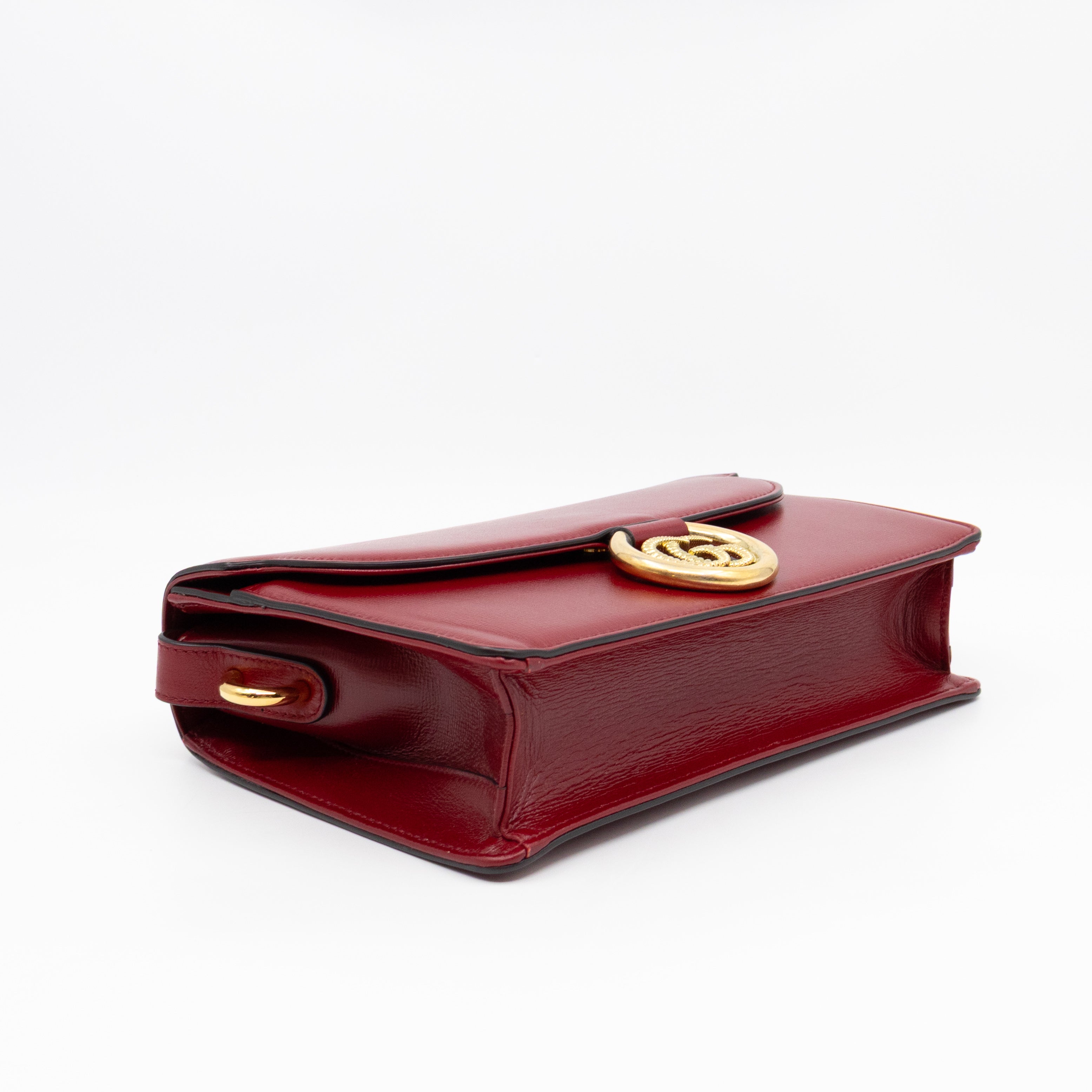 GG Ring Small Shoulder Bag Red Leather