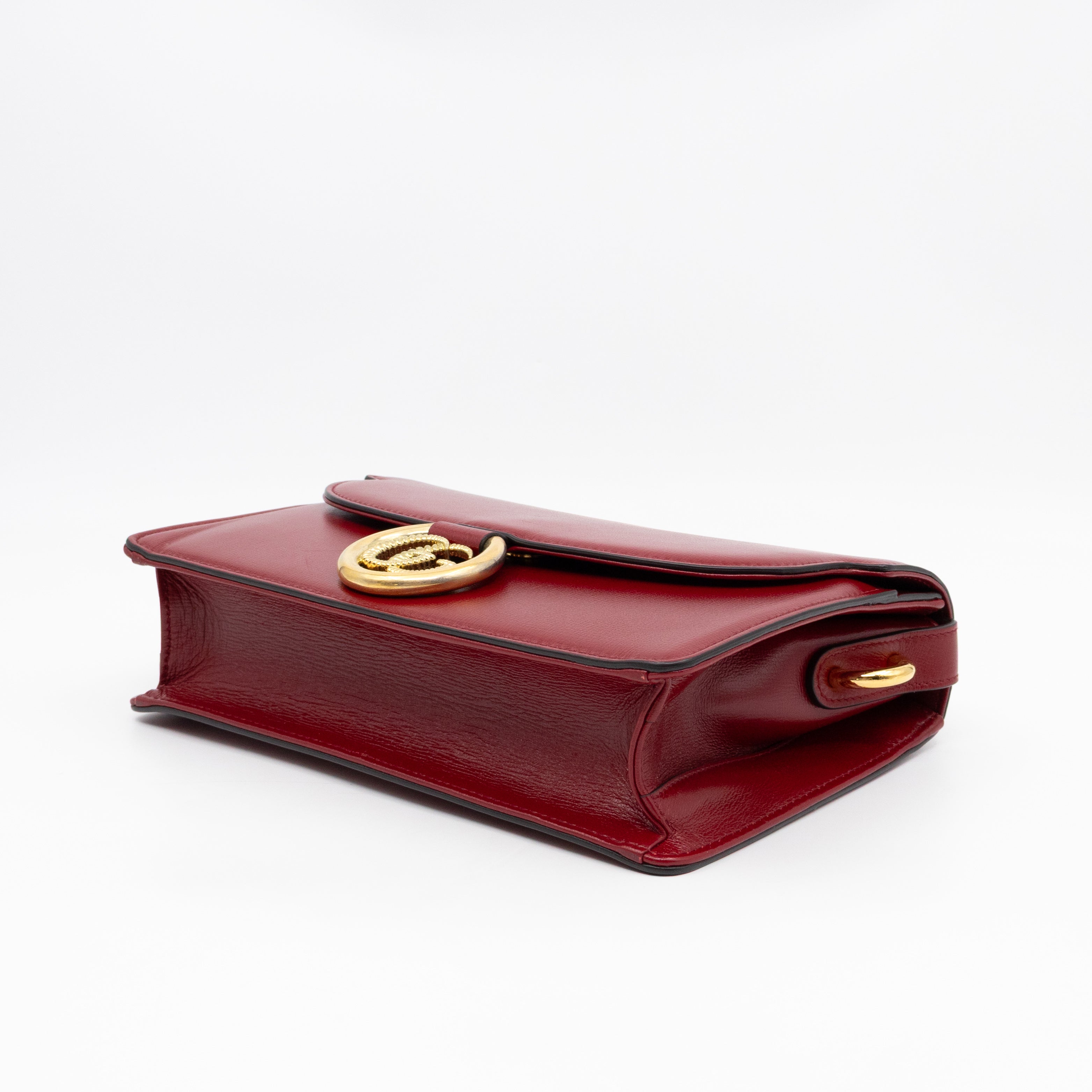 GG Ring Small Shoulder Bag Red Leather
