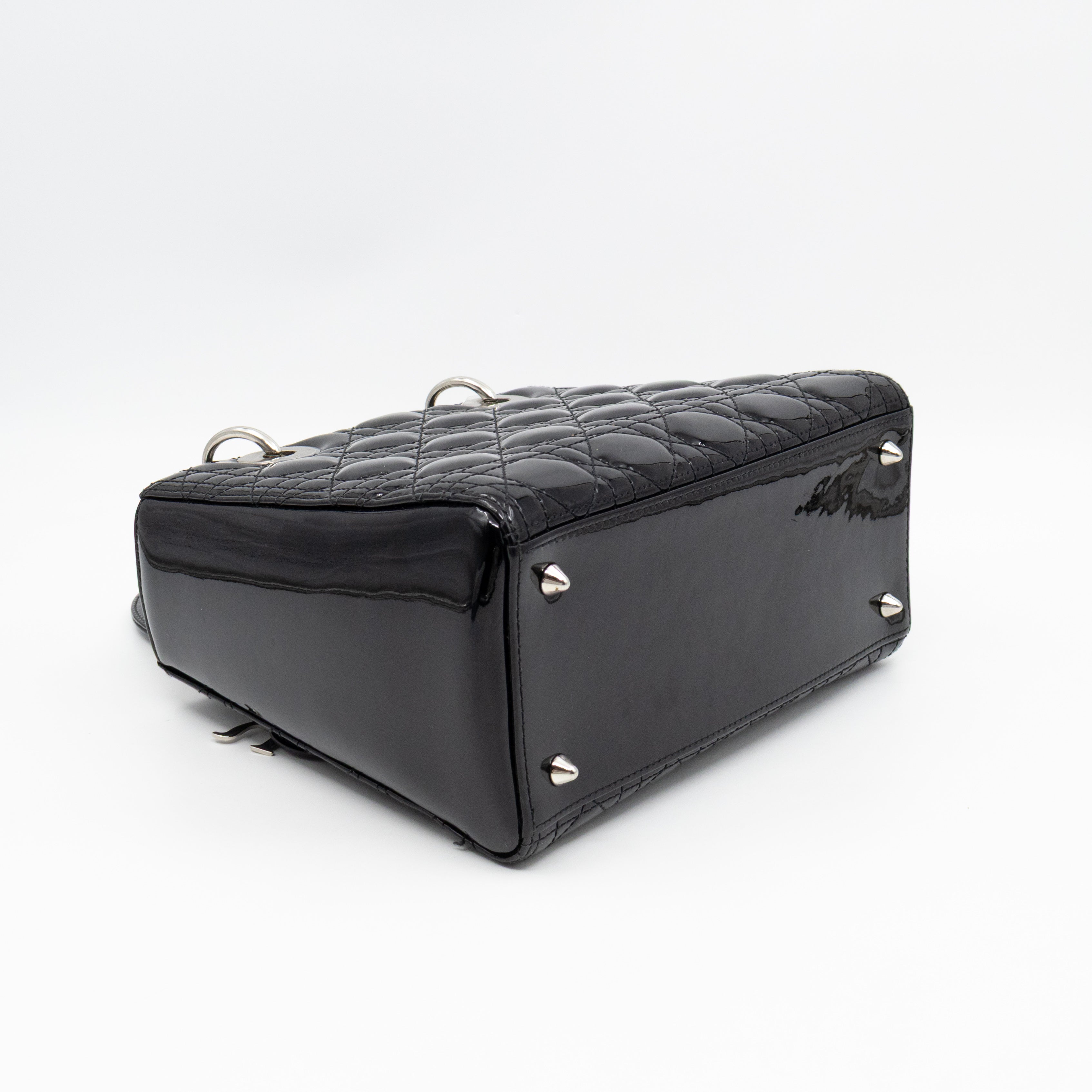 Lady Dior Medium Black Patent Leather