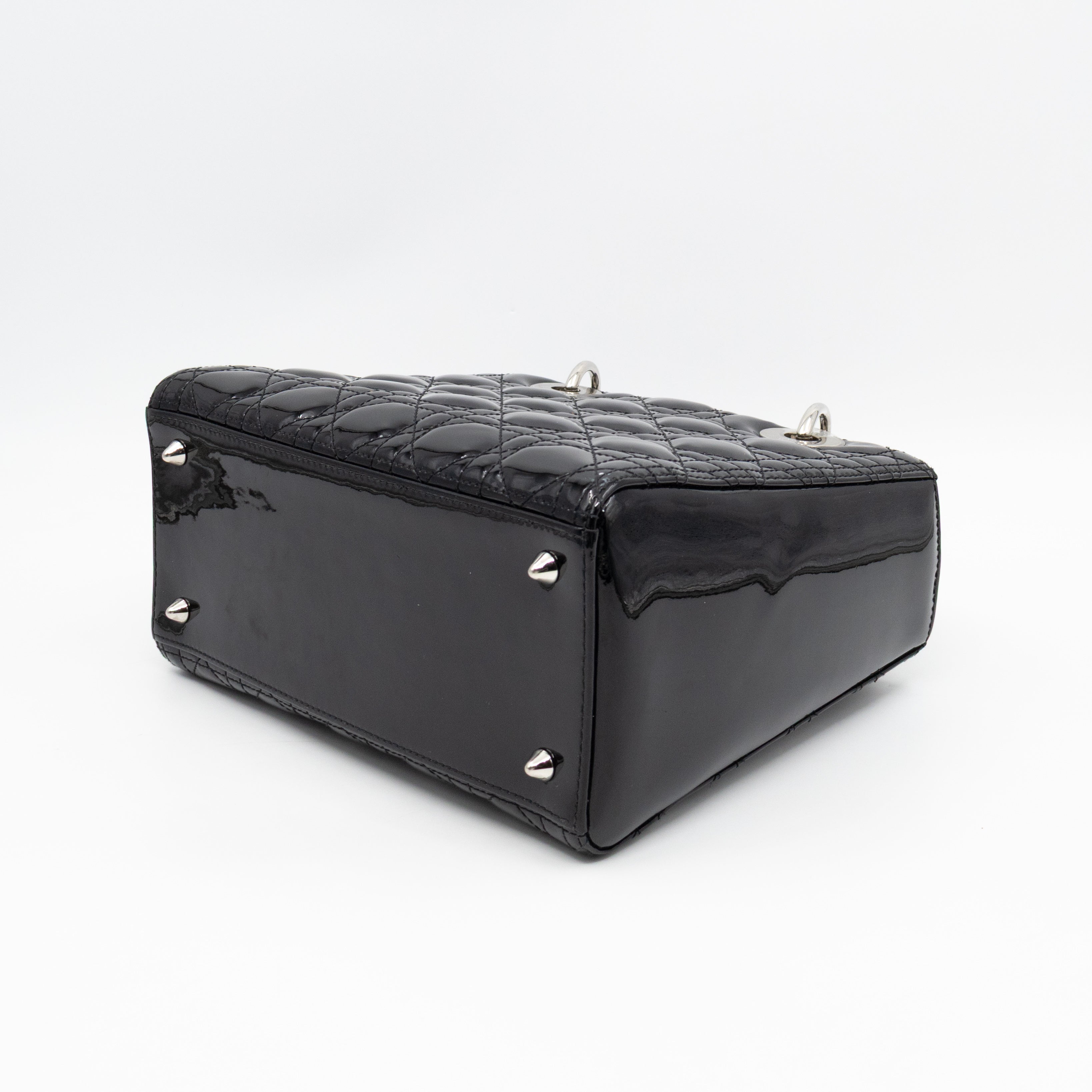 Lady Dior Medium Black Patent Leather