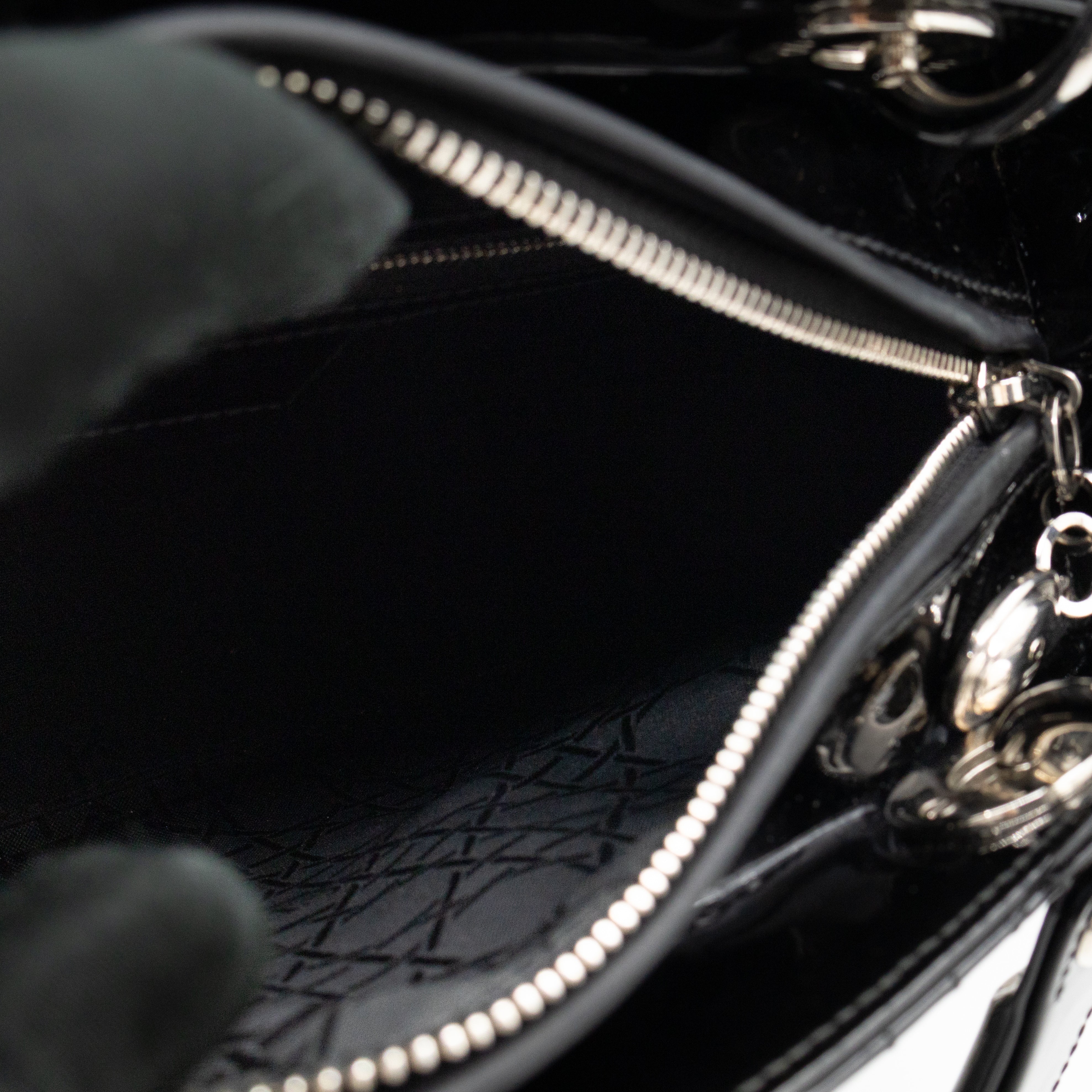 Lady Dior Medium Black Patent Leather