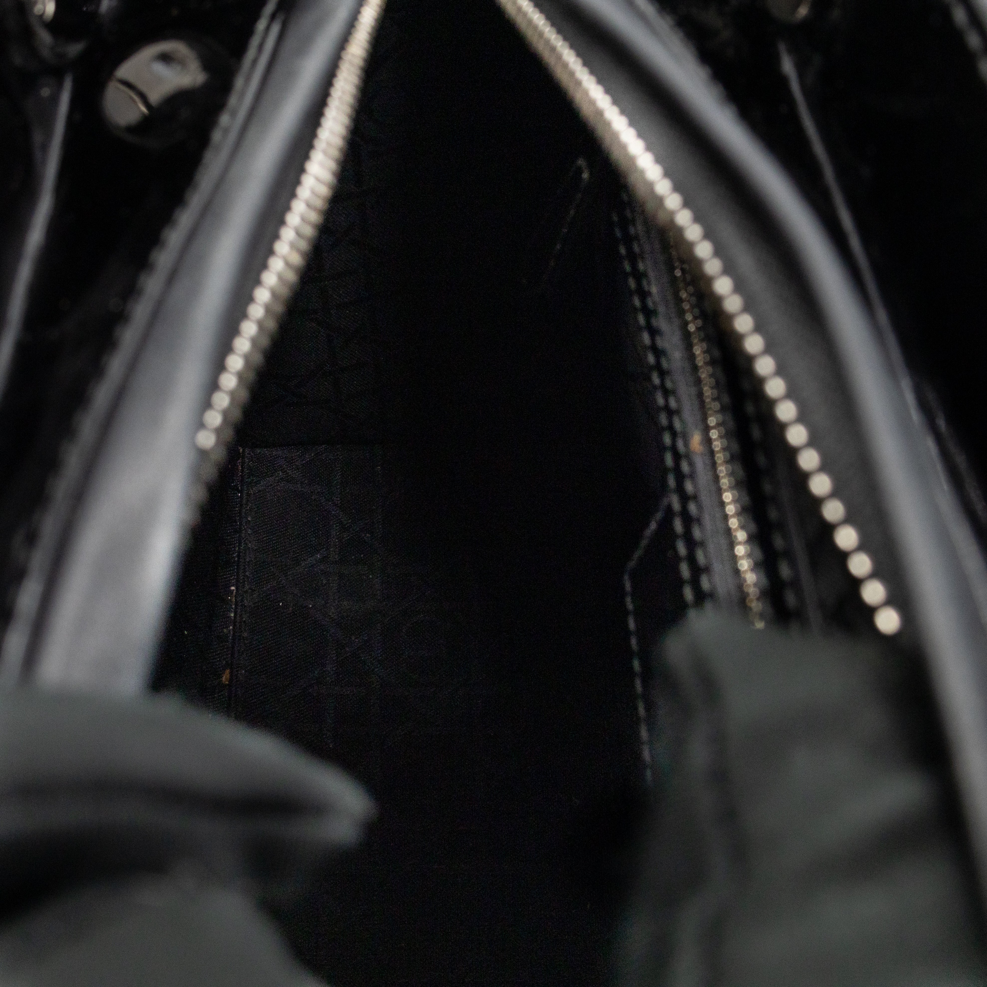 Lady Dior Medium Black Patent Leather