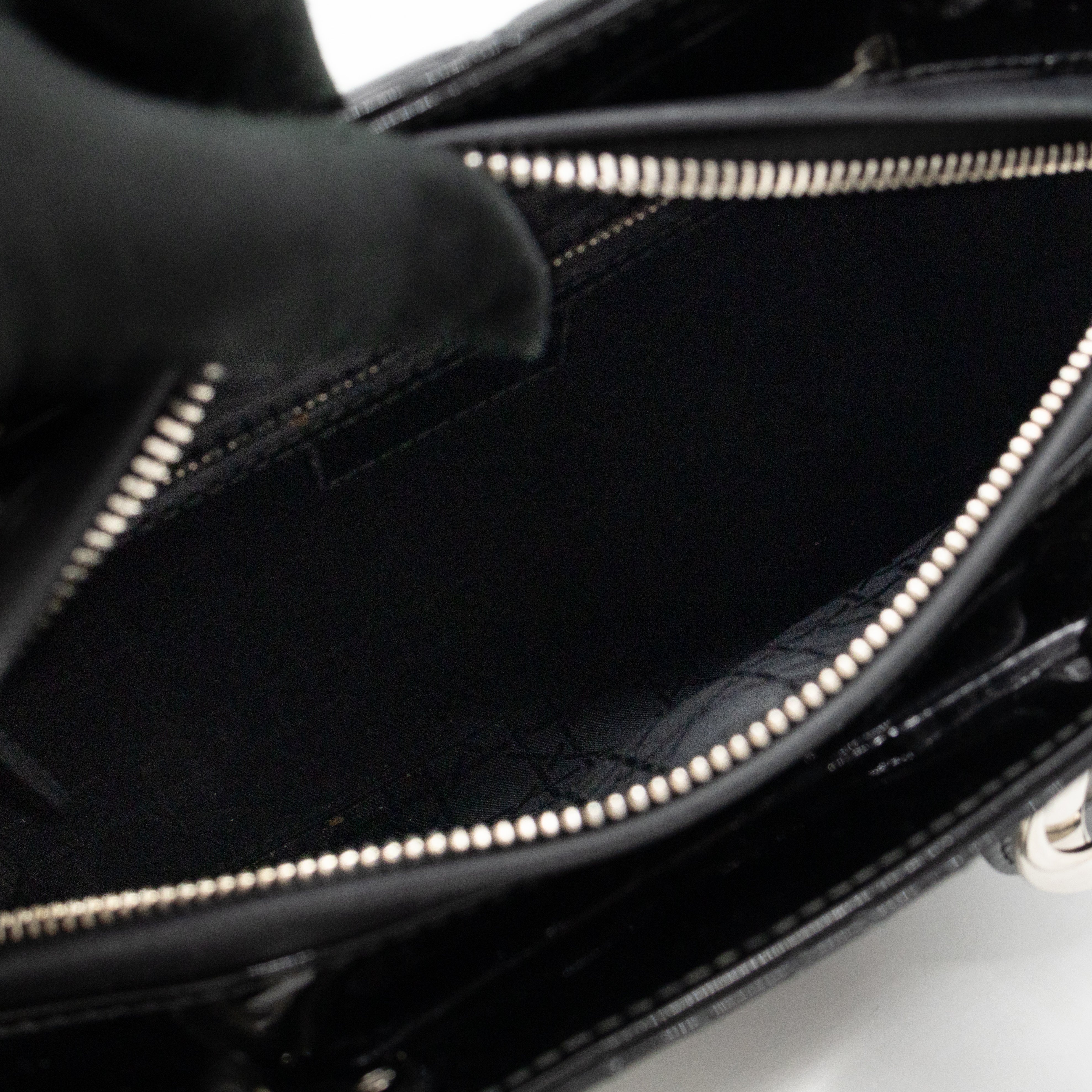 Lady Dior Medium Black Patent Leather