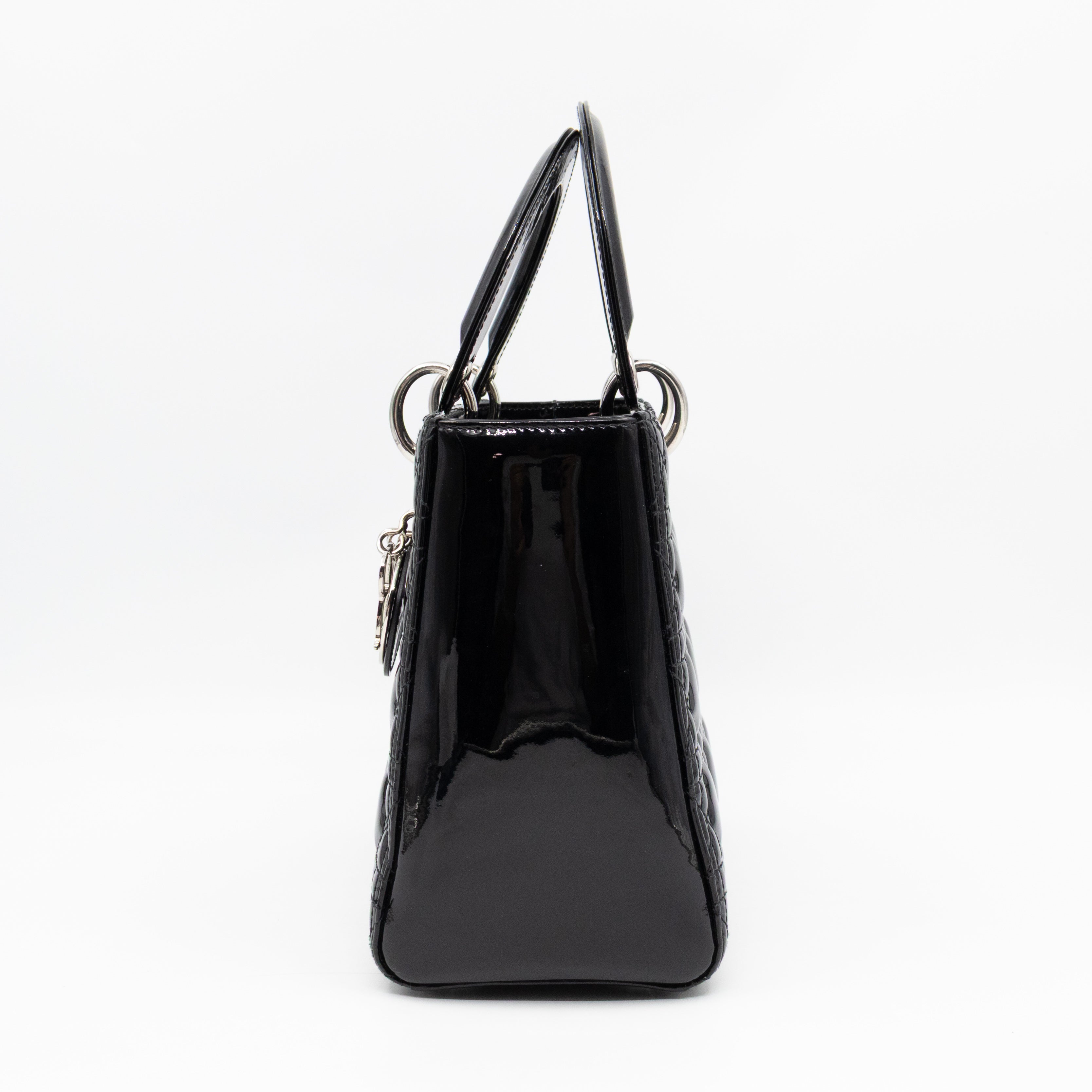 Lady Dior Medium Black Patent Leather
