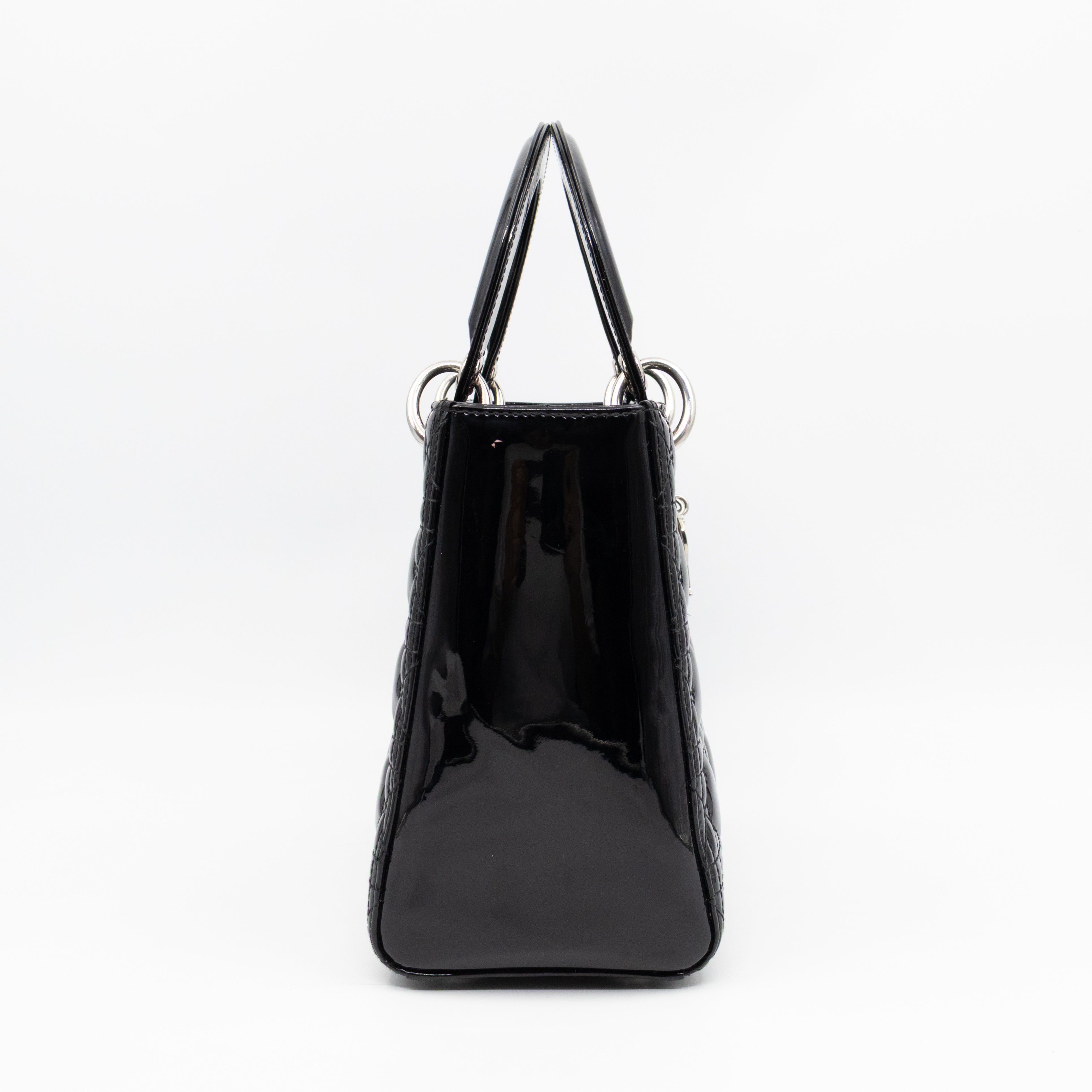 Lady Dior Medium Black Patent Leather