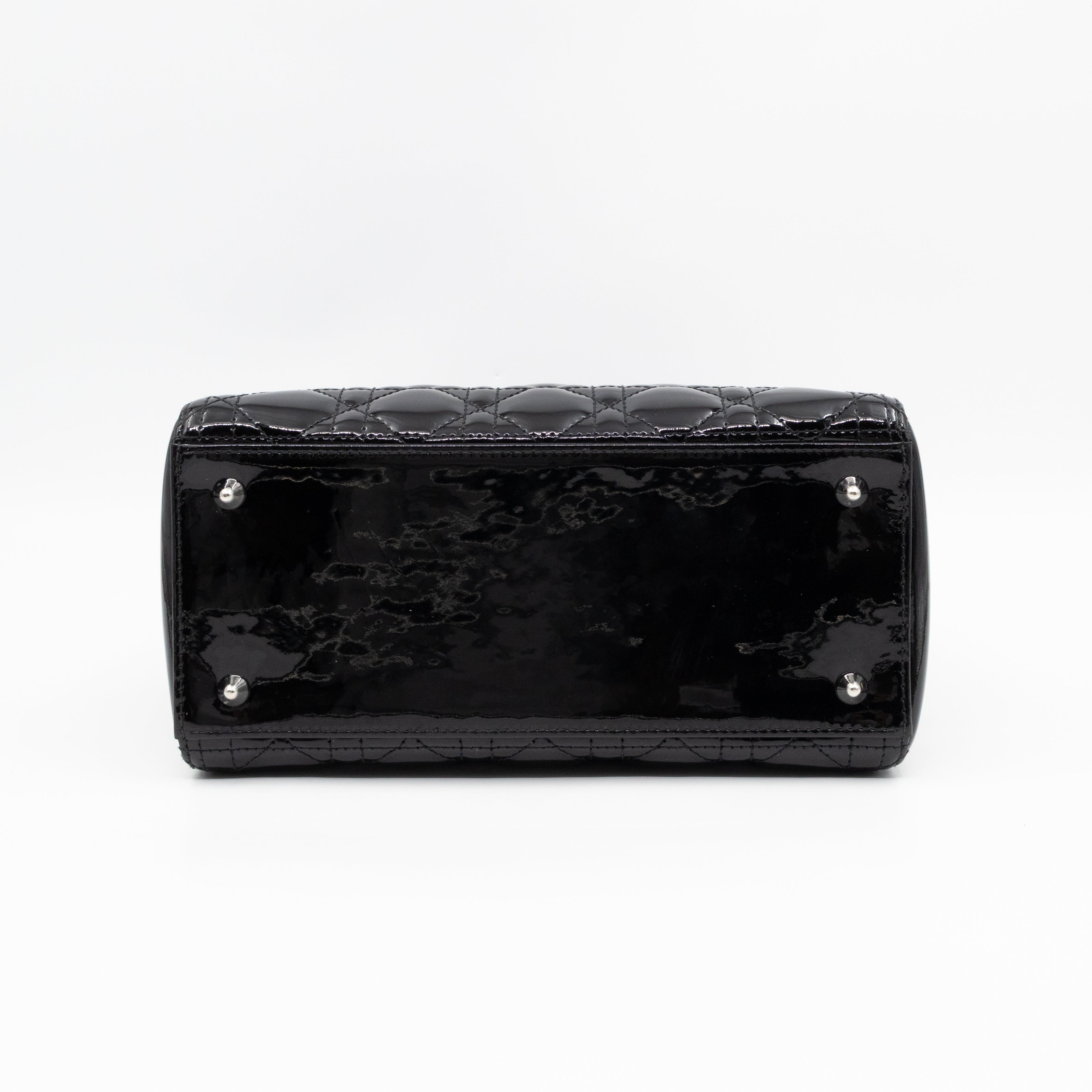 Lady Dior Medium Black Patent Leather