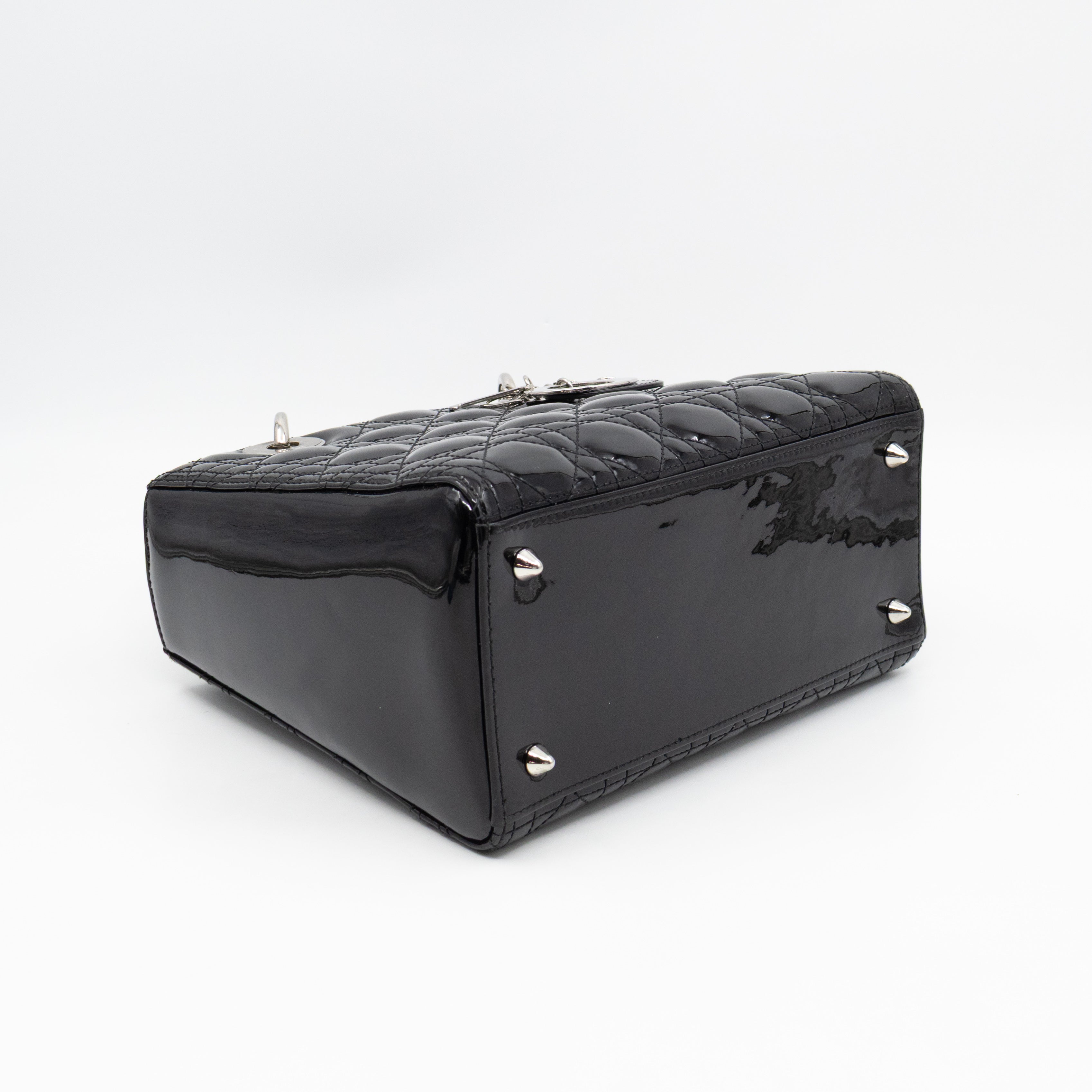 Lady Dior Medium Black Patent Leather