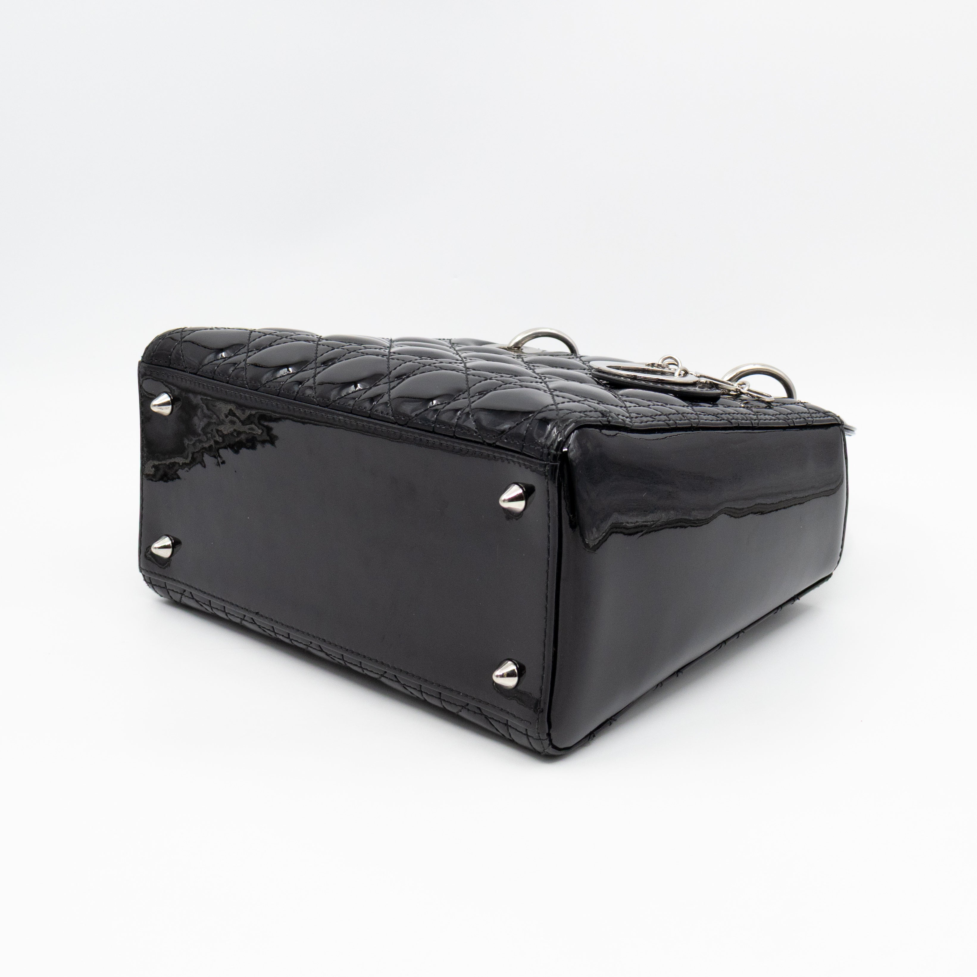 Lady Dior Medium Black Patent Leather