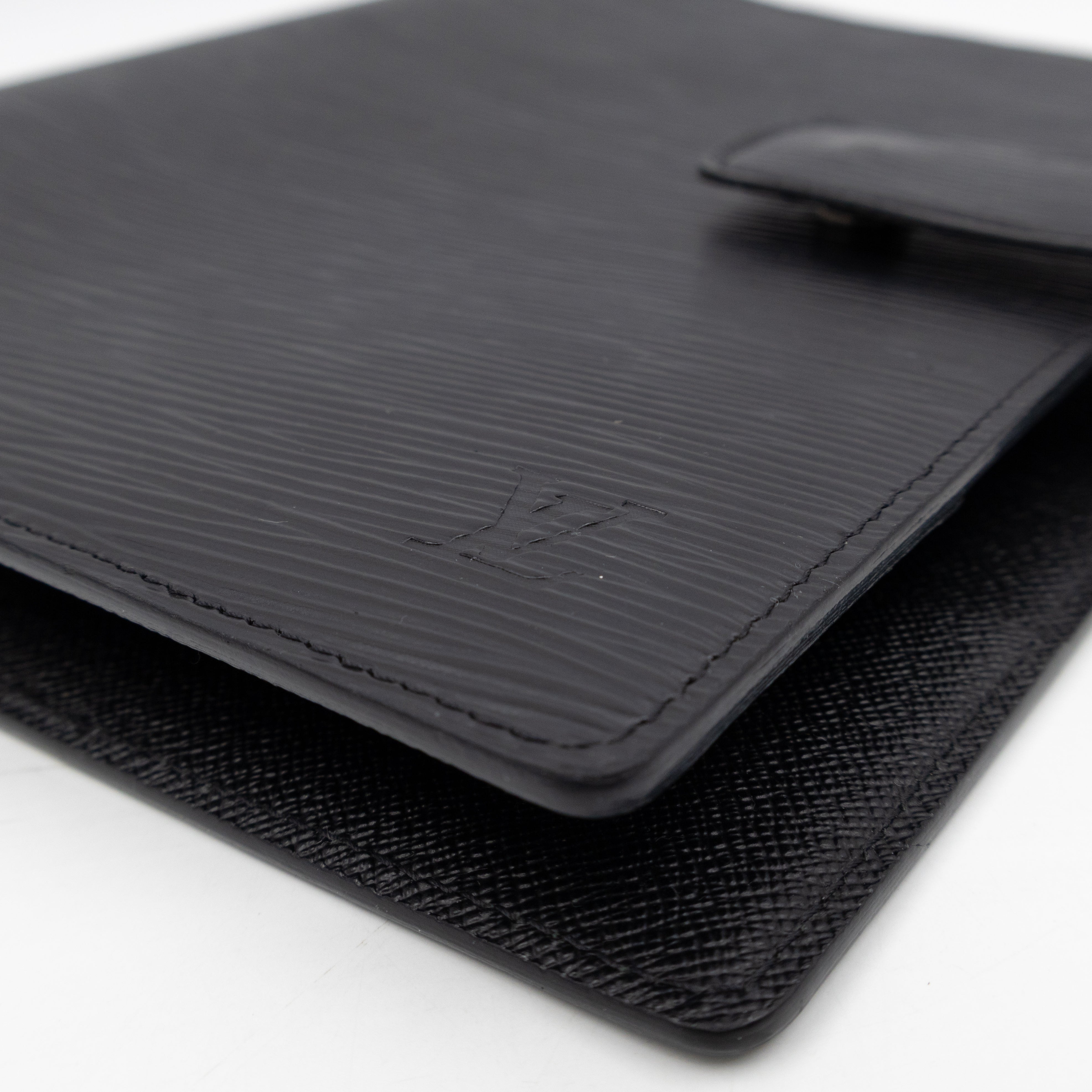 Large Ring Agenda Cover Black Epi Leather