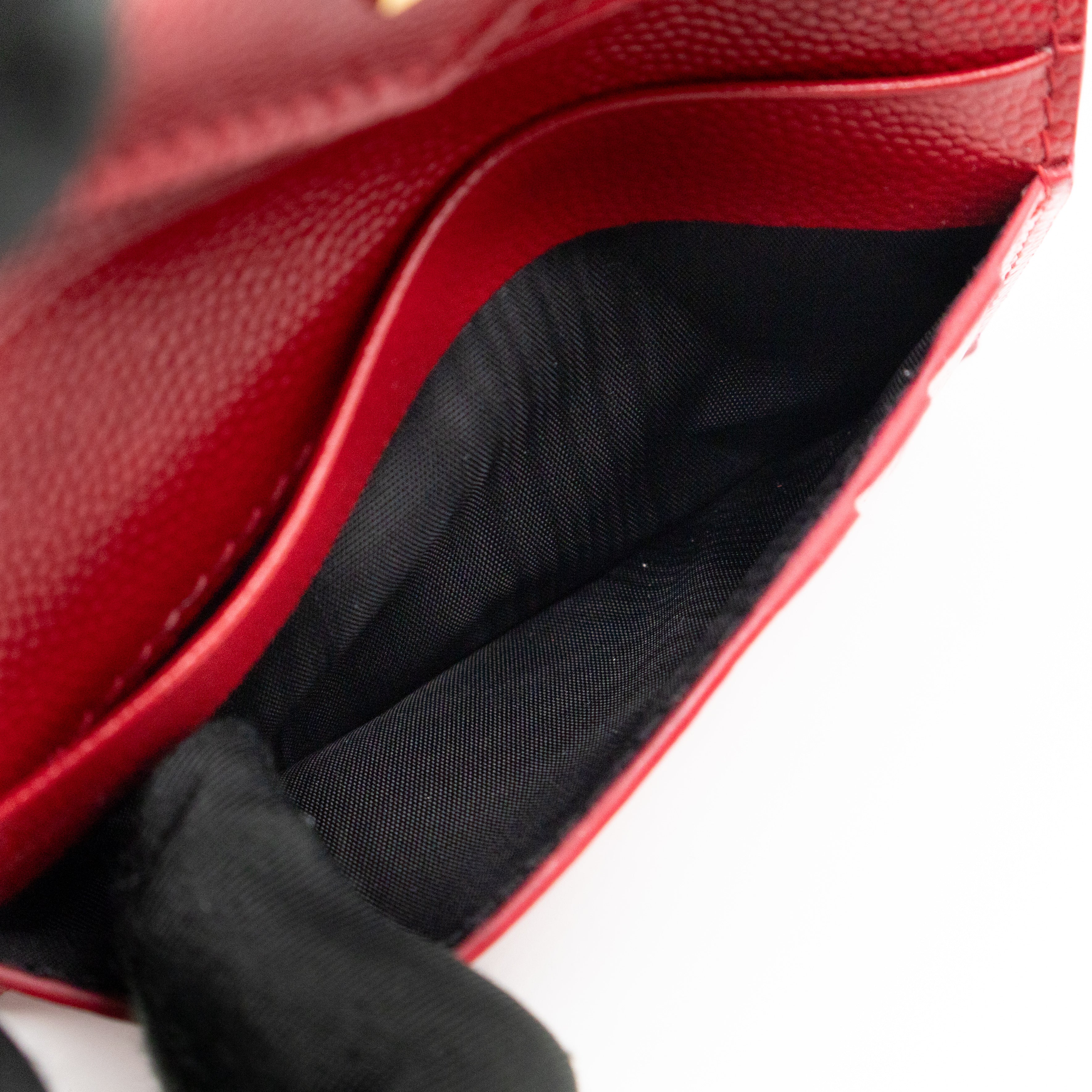 Cassandre Compact Trifold Wallet Red Grained Leather