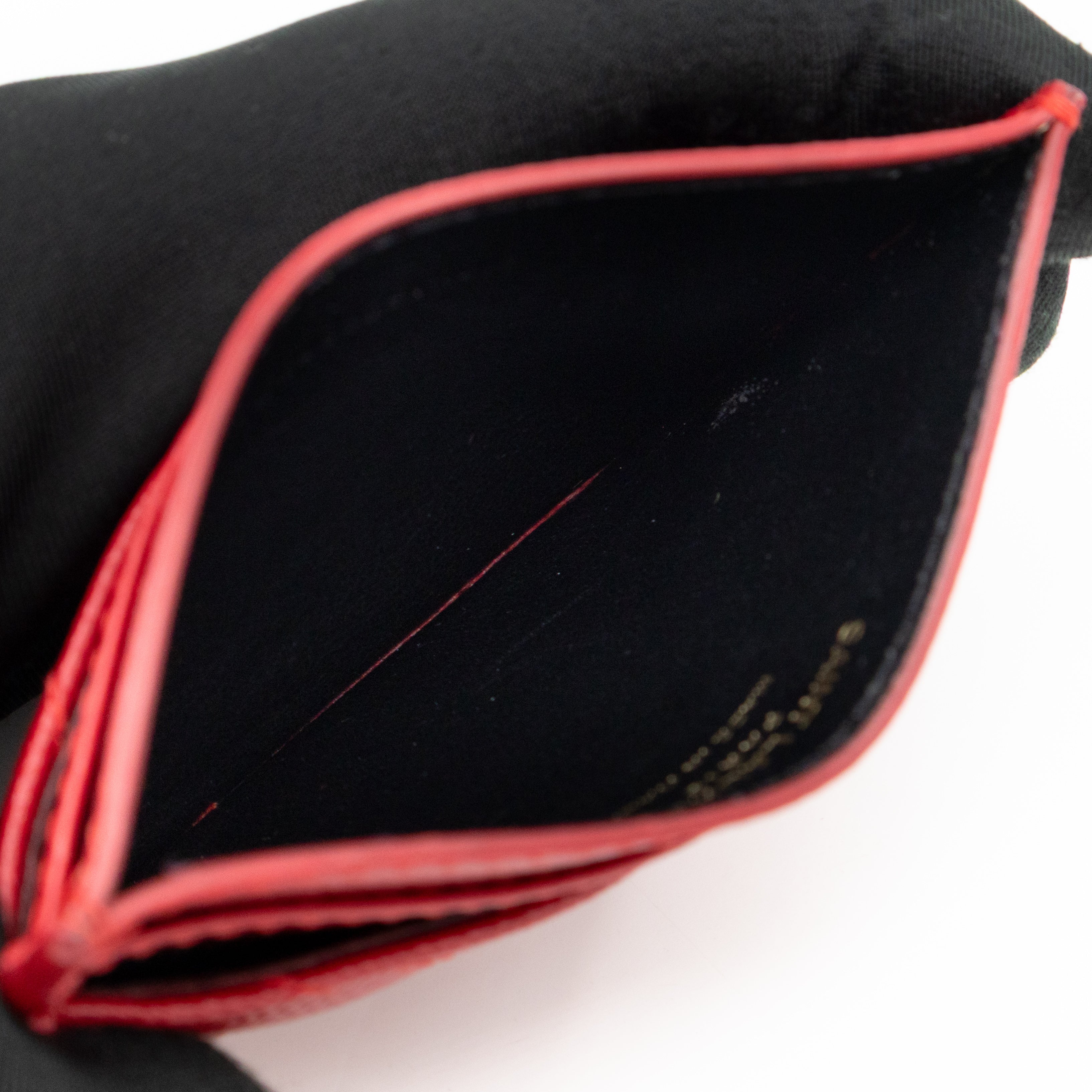 YSL Cassandre Card Holder Red Grained Leather