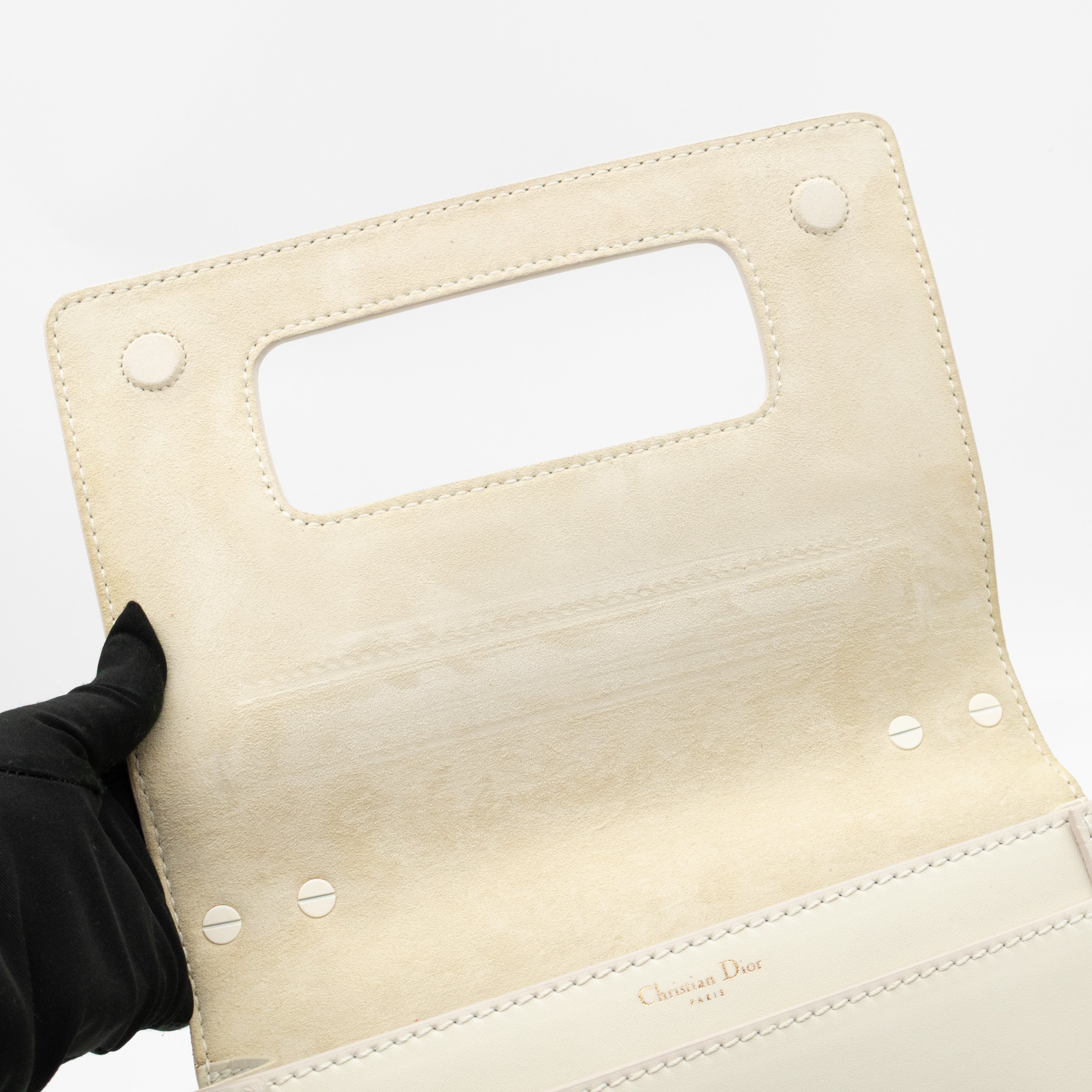 J'Adior Flap Bag Medium White Leather