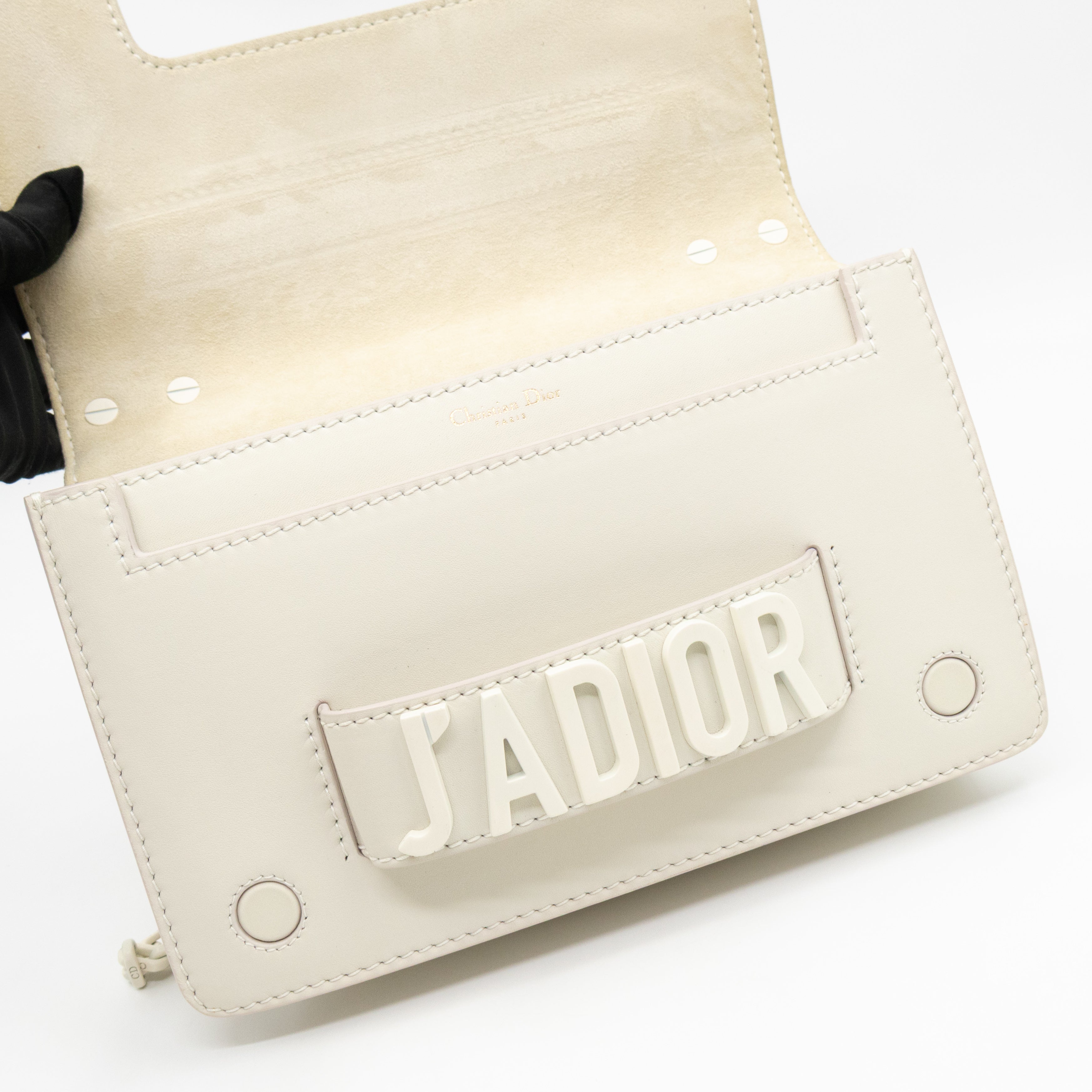 J'Adior Flap Bag Medium White Leather