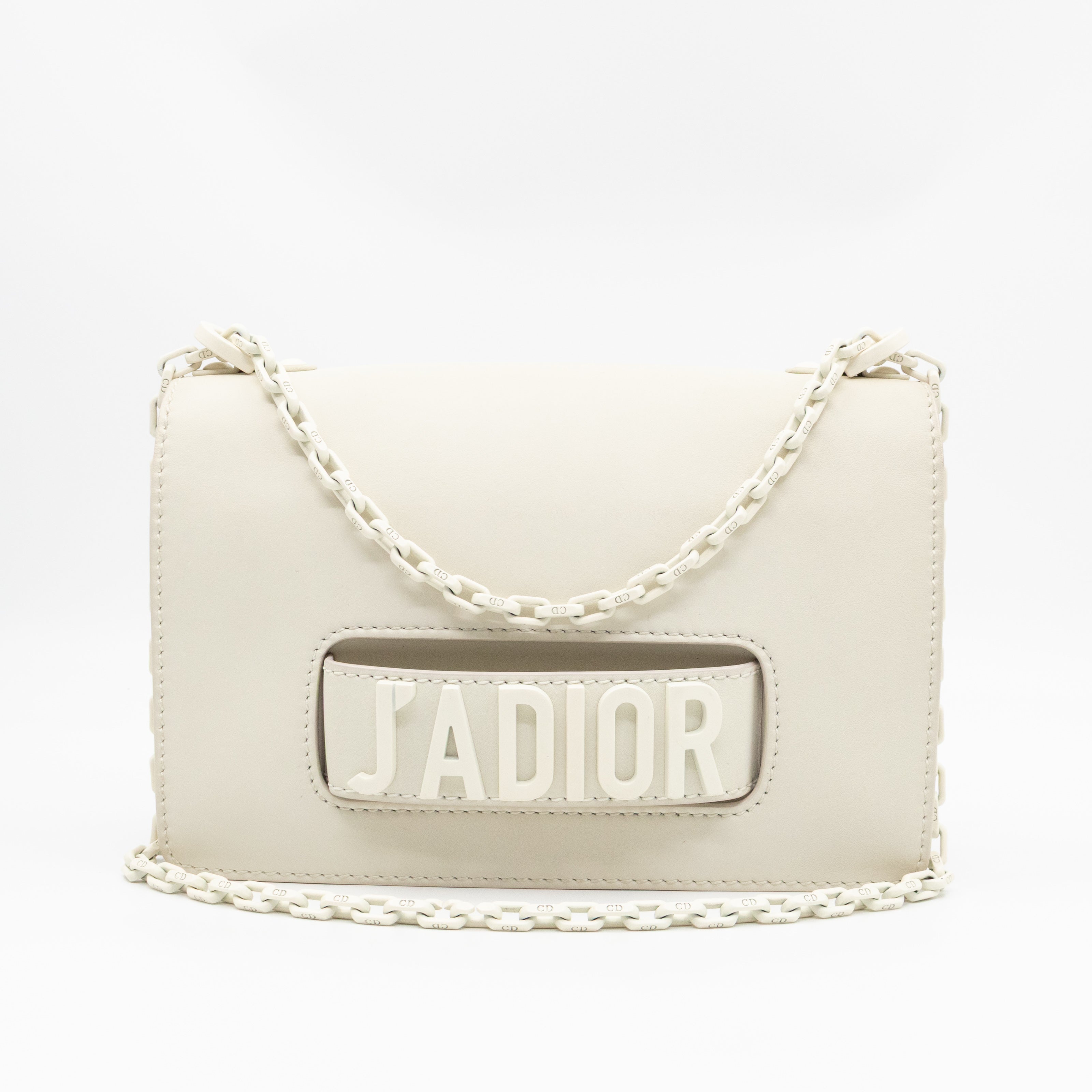 J'Adior Flap Bag Medium White Leather
