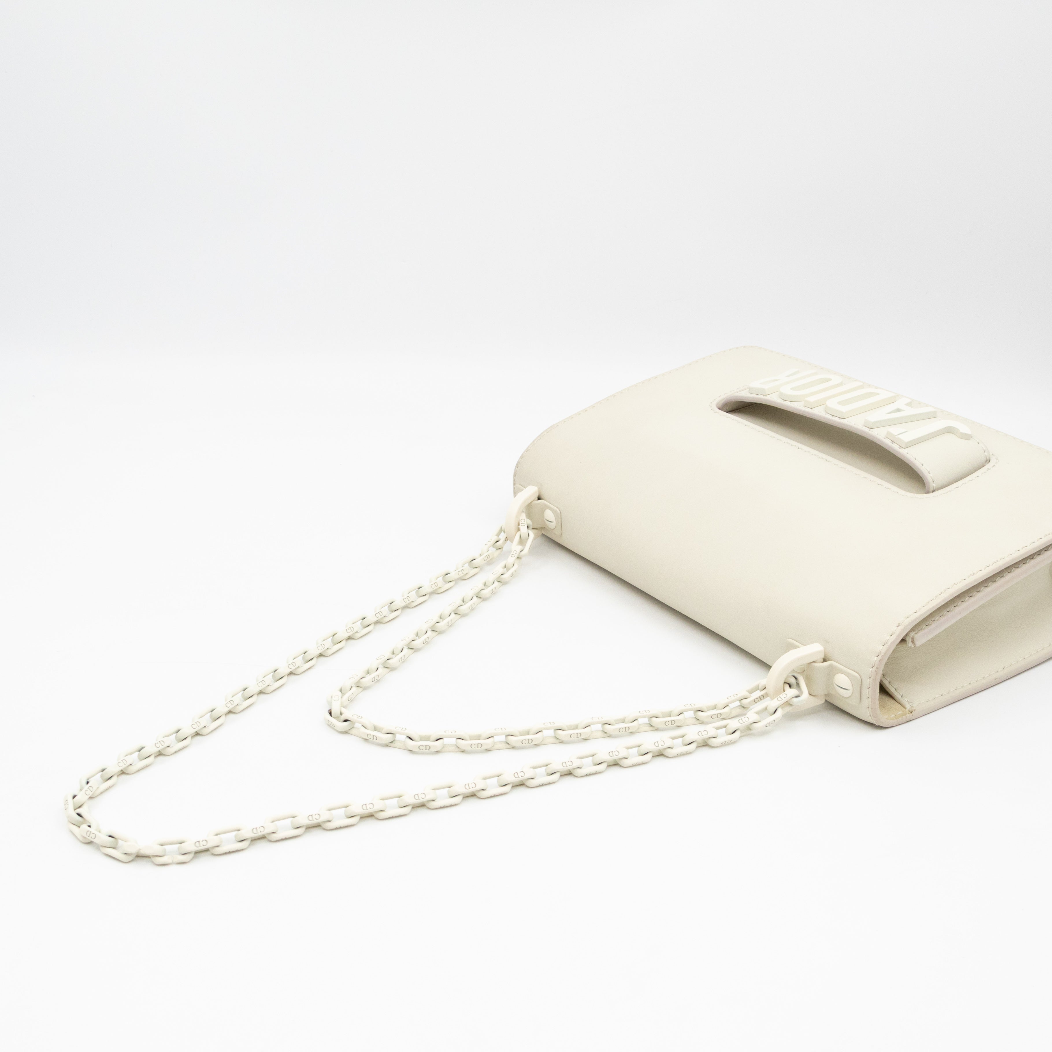 J'Adior Flap Bag Medium White Leather