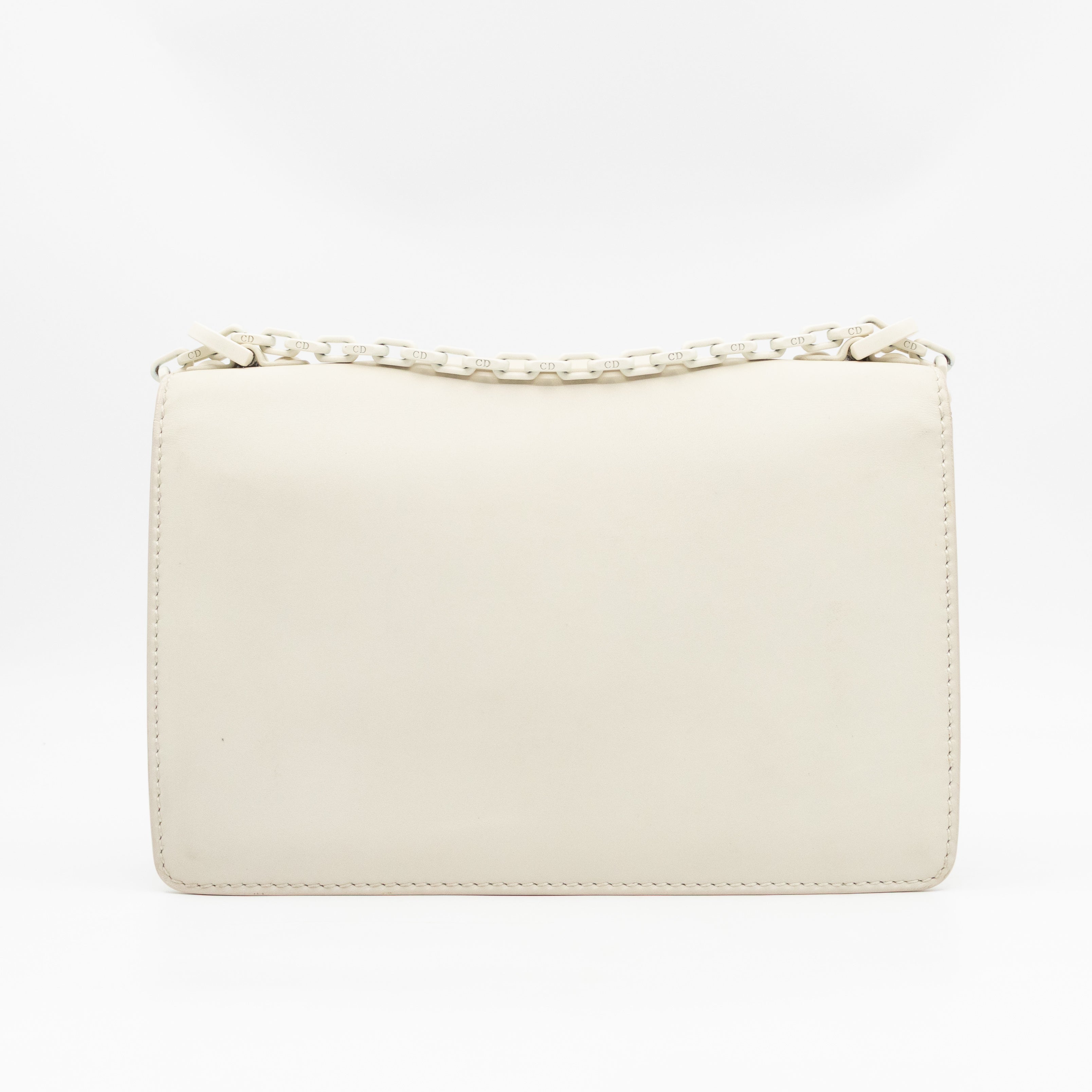 J'Adior Flap Bag Medium White Leather