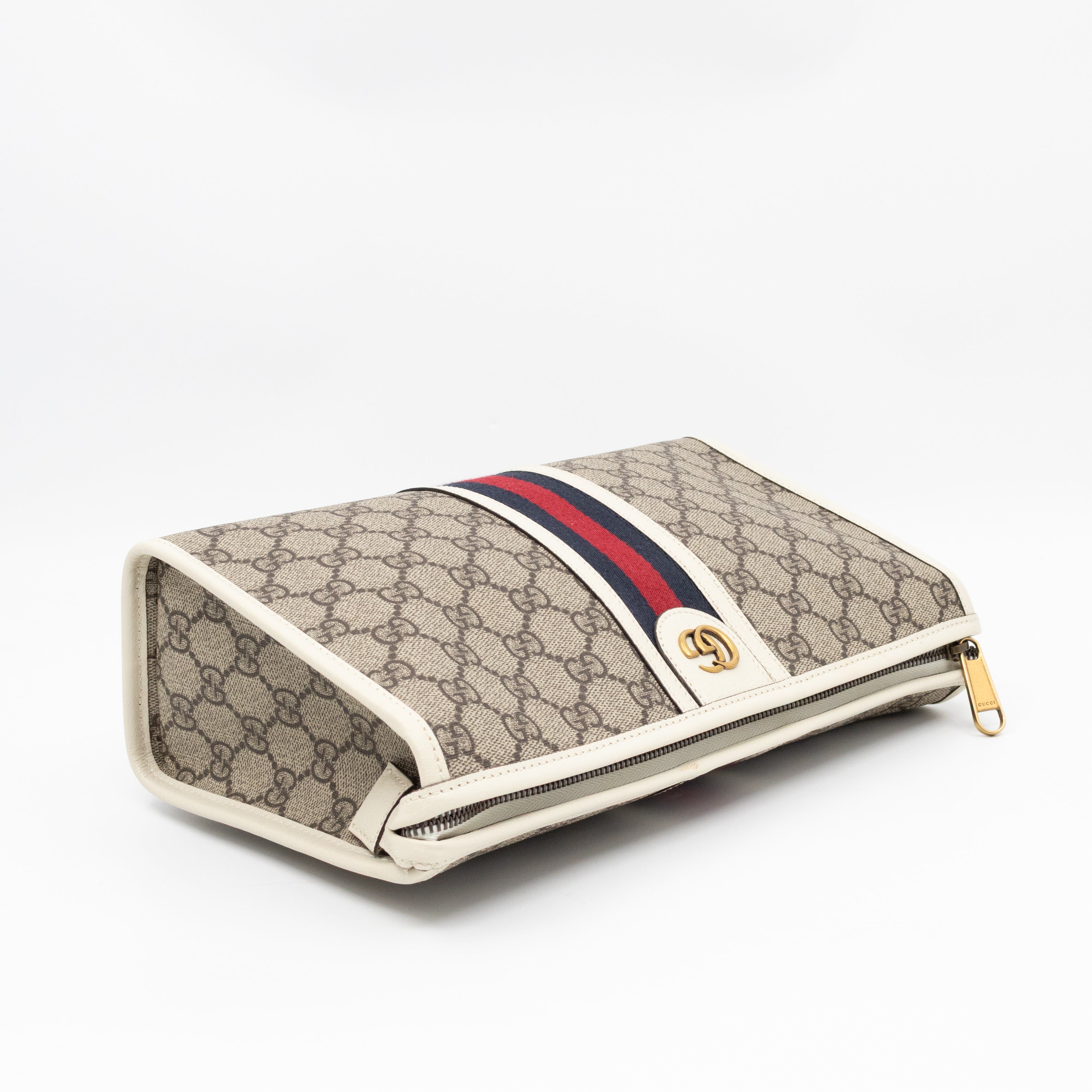 Ophidia Toiletry Case GG Supreme White Leather