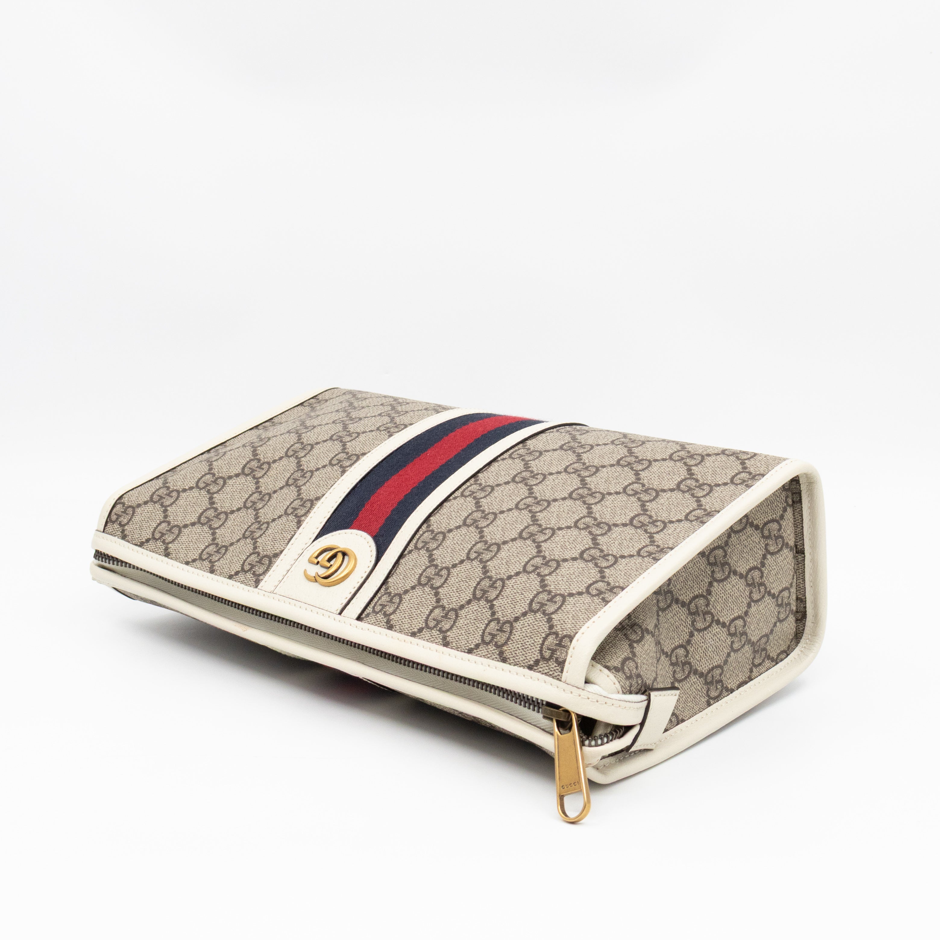 Ophidia Toiletry Case GG Supreme White Leather